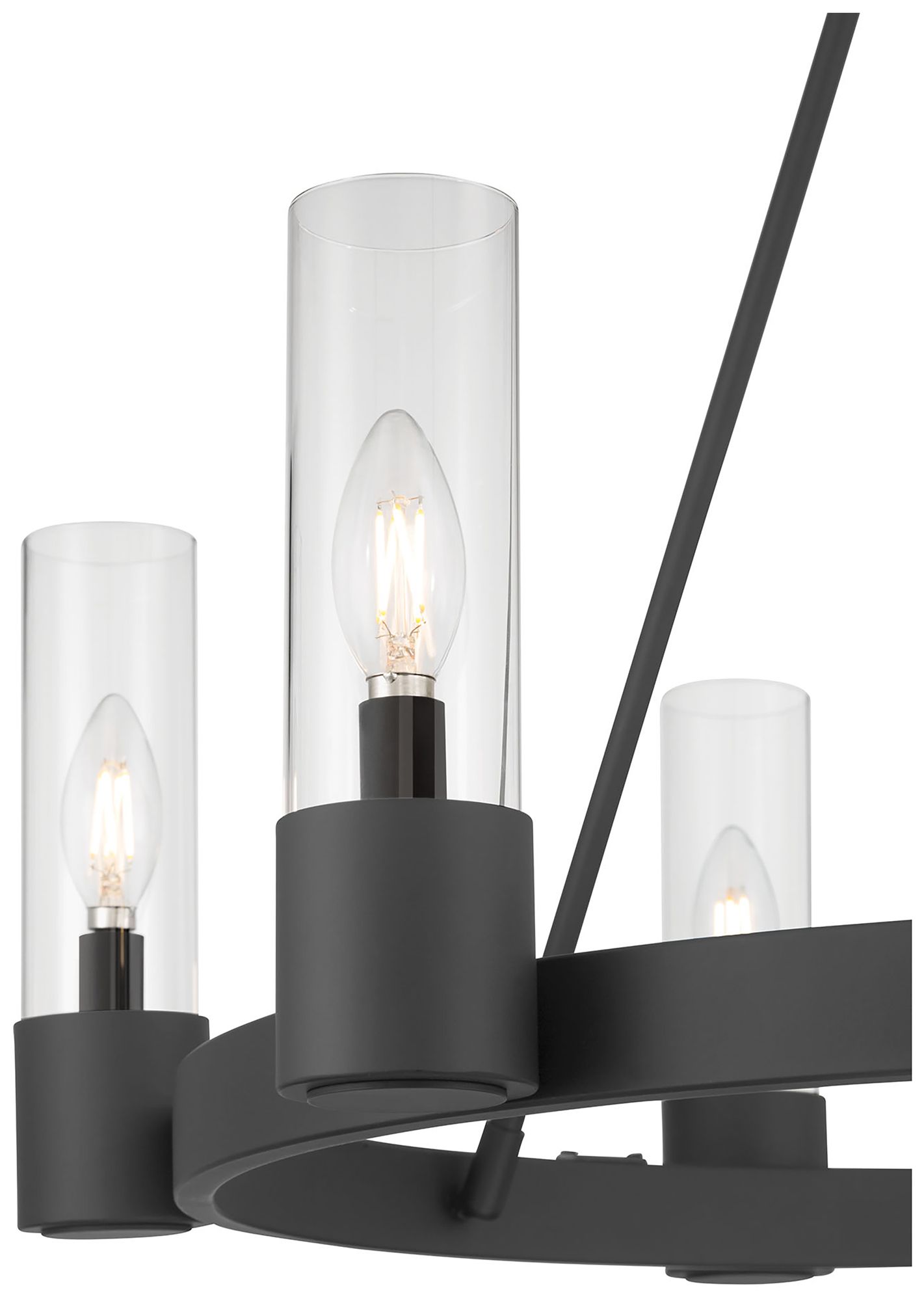 Image 5 Millennium Evandrel 6-Light 29" Matte Black Chandelier with Glass Shade more views