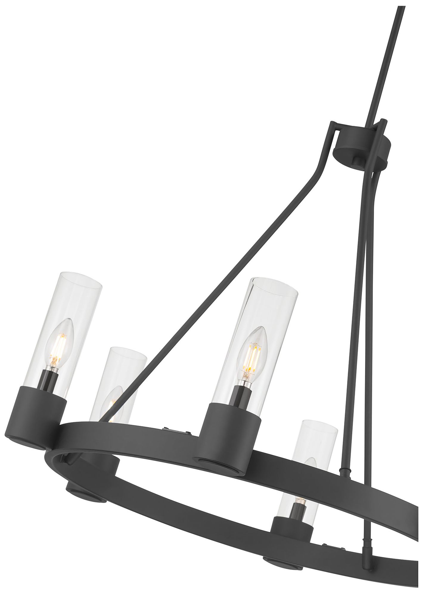 Image 6 Millennium Evandrel 6-Light 29" Matte Black Chandelier with Glass Shade more views