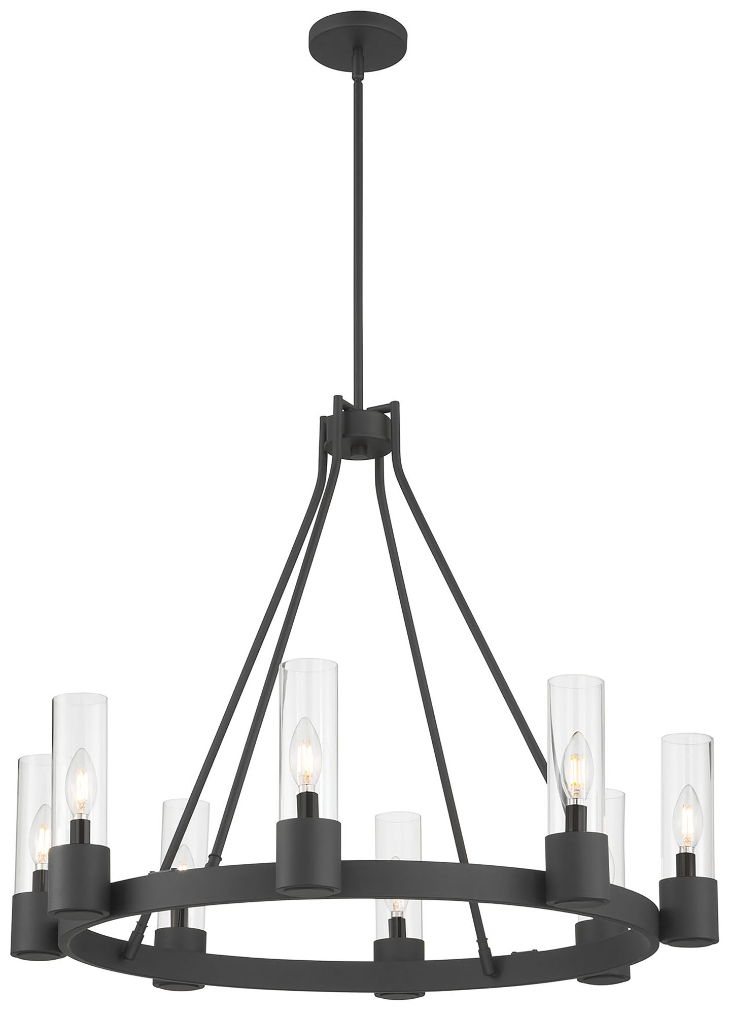 Image 2 Millennium Evandrel 8-Light 32" Matte Black Chandelier with Glass Shade