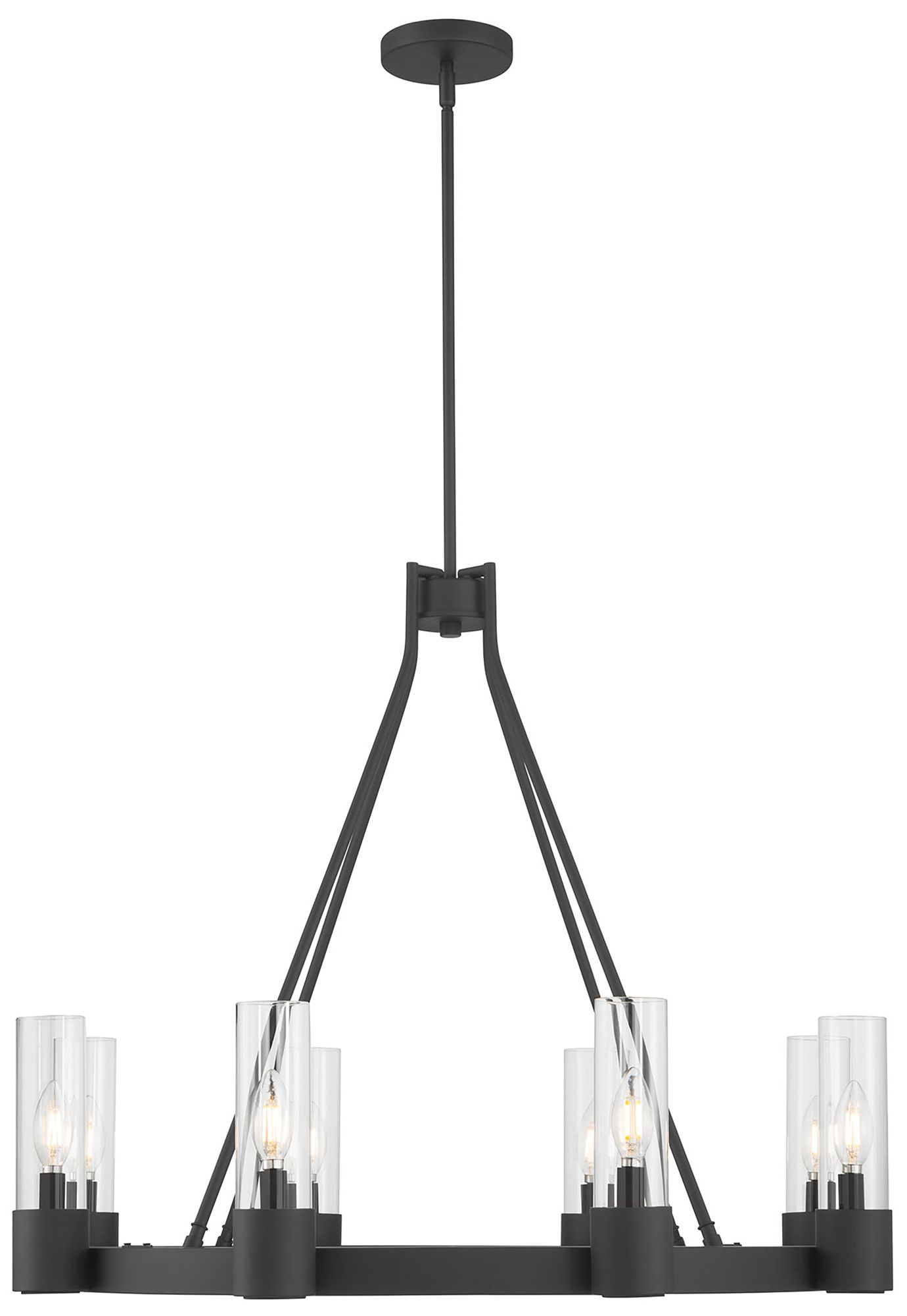 Image 3 Millennium Evandrel 8-Light 32" Matte Black Chandelier with Glass Shade more views