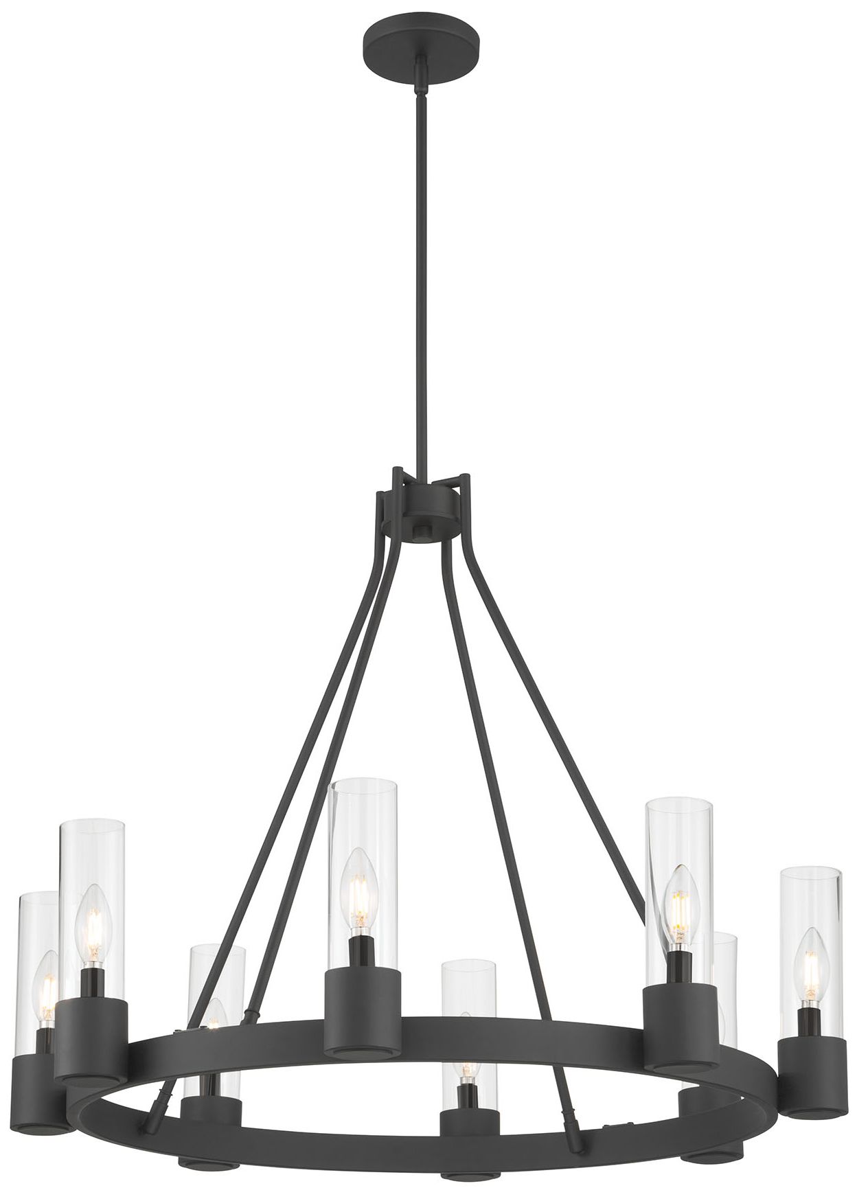Image 4 Millennium Evandrel 8-Light 32" Matte Black Chandelier with Glass Shade more views