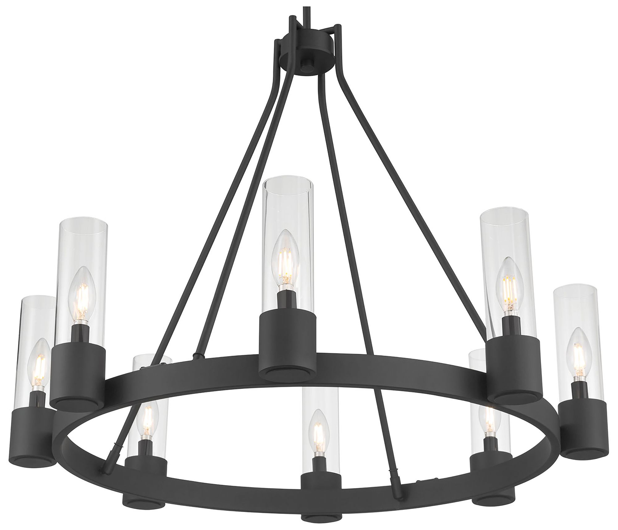 Image 5 Millennium Evandrel 8-Light 32" Matte Black Chandelier with Glass Shade more views
