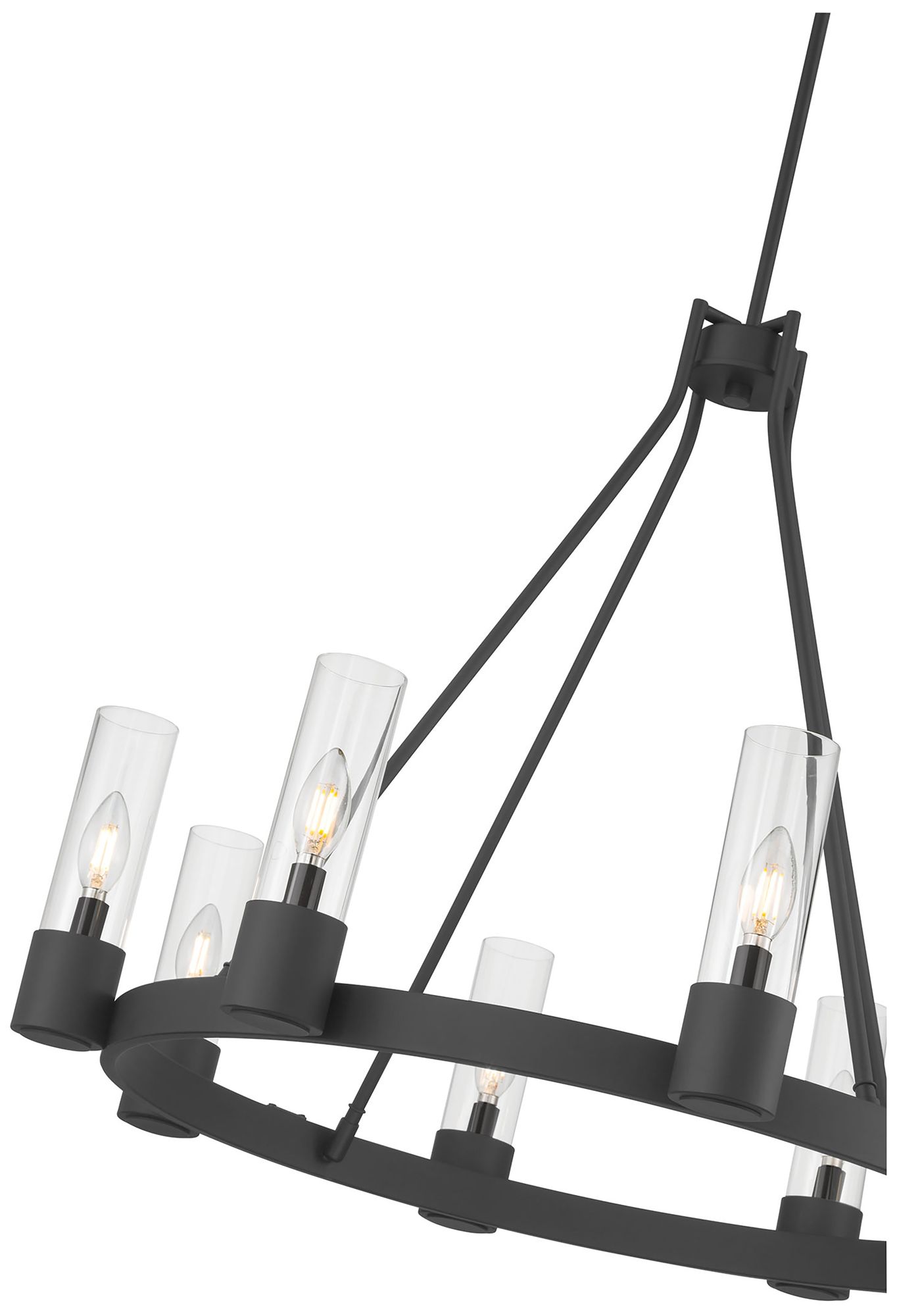 Image 7 Millennium Evandrel 8-Light 32" Matte Black Chandelier with Glass Shade more views