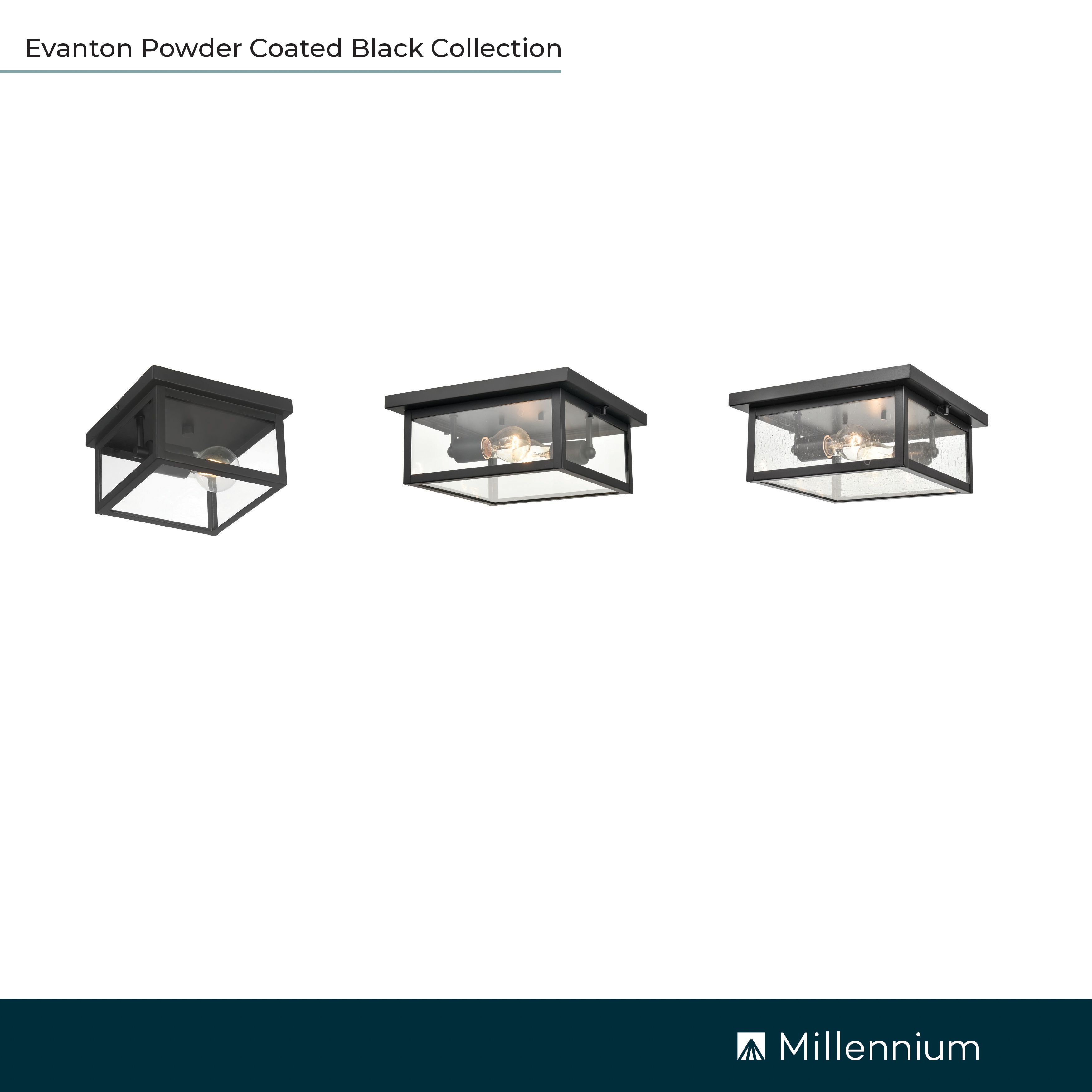 Image 5 Millennium Evanton 2-Light 5.25" Powder Coated Black Outdoor Flush Mount more views