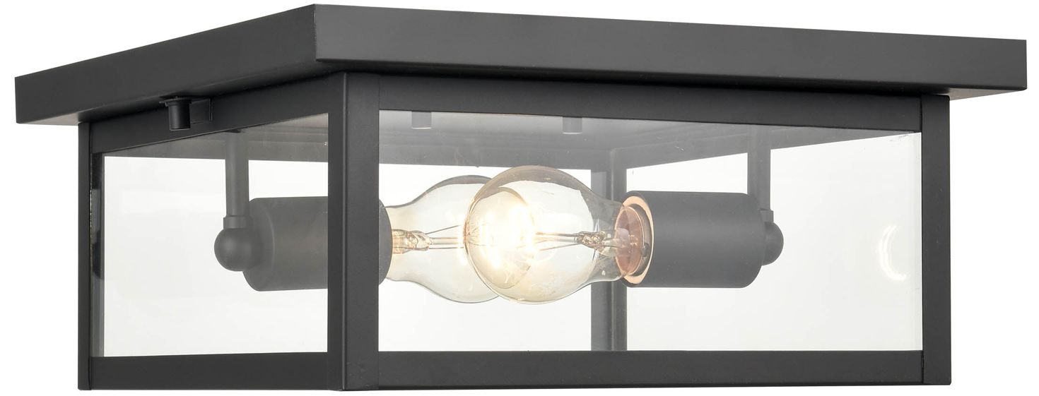 Millennium Evanton 2-Light 5.25" Powder Coated Black Outdoor Flush Mount