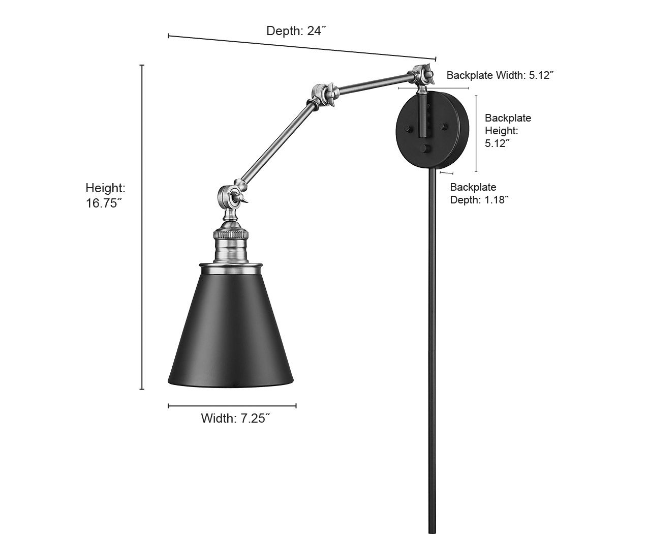 Image 6 Millennium Evonne 1-Light 7.25" Matte Black Swing Arm Sconce with Shade more views