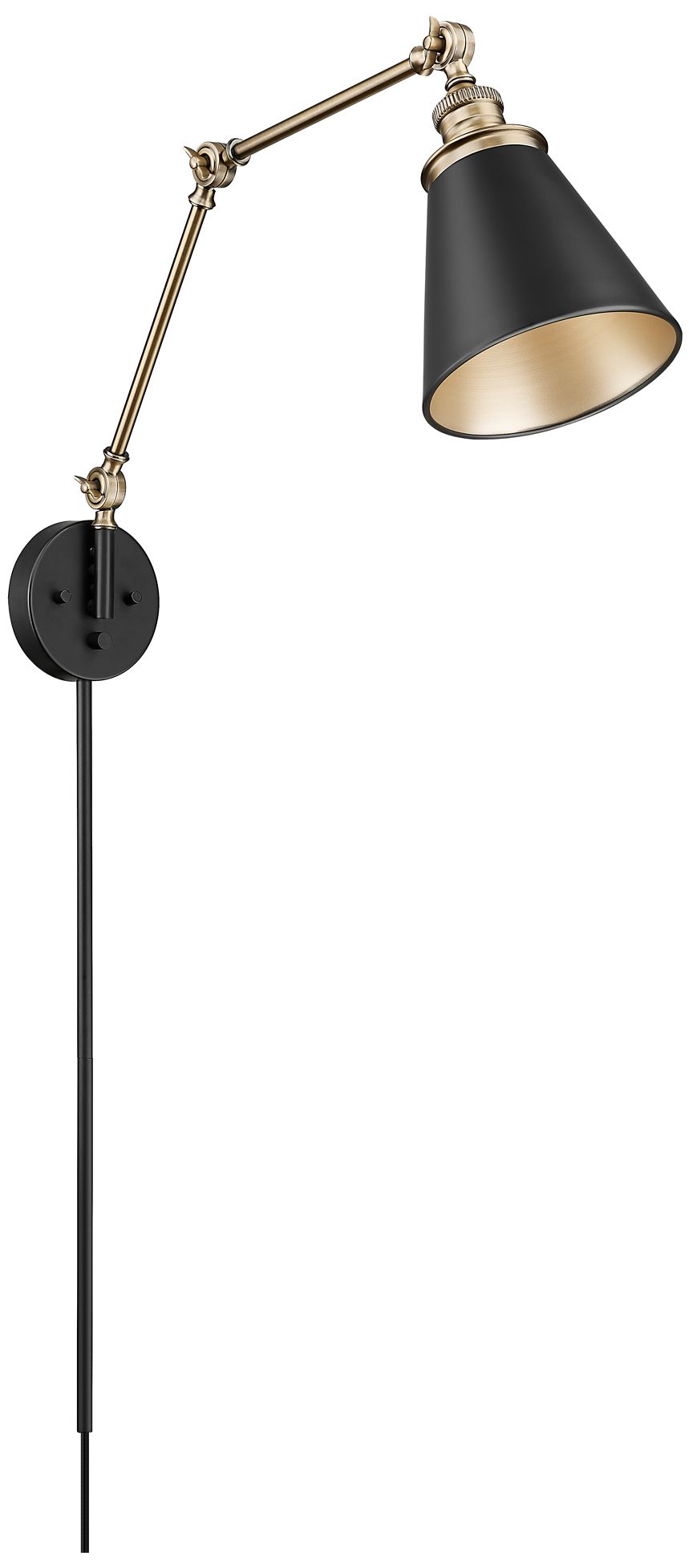 Millennium Evonne 1-Light 7.25" Matte Black/Vintage Brass Swing Arm Sconce