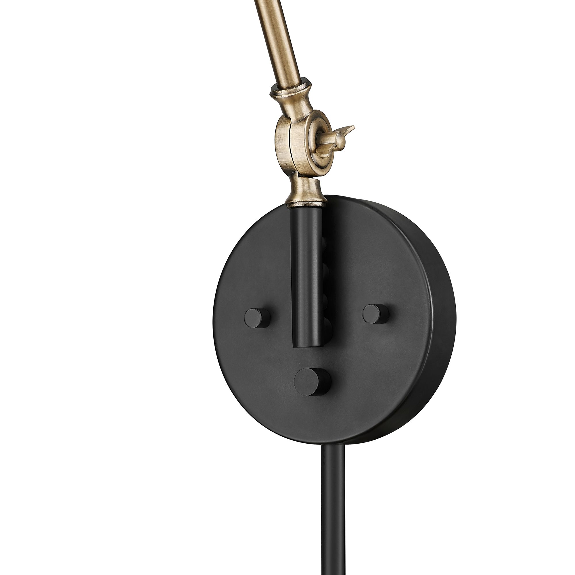 Image 4 Millennium Evonne 1-Light 7.25" Matte Black/Vintage Brass Swing Arm Sconce more views
