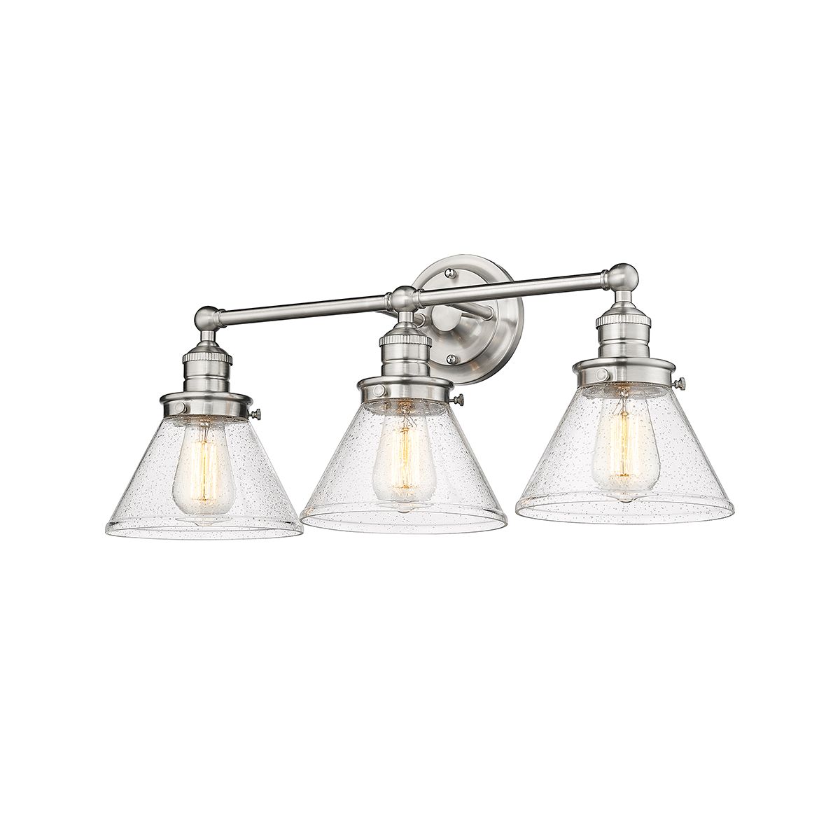 Thumbnail3 of Millennium Eyden 3-Light 25.88" Brushed Nickel Vanity Light with Shade more views