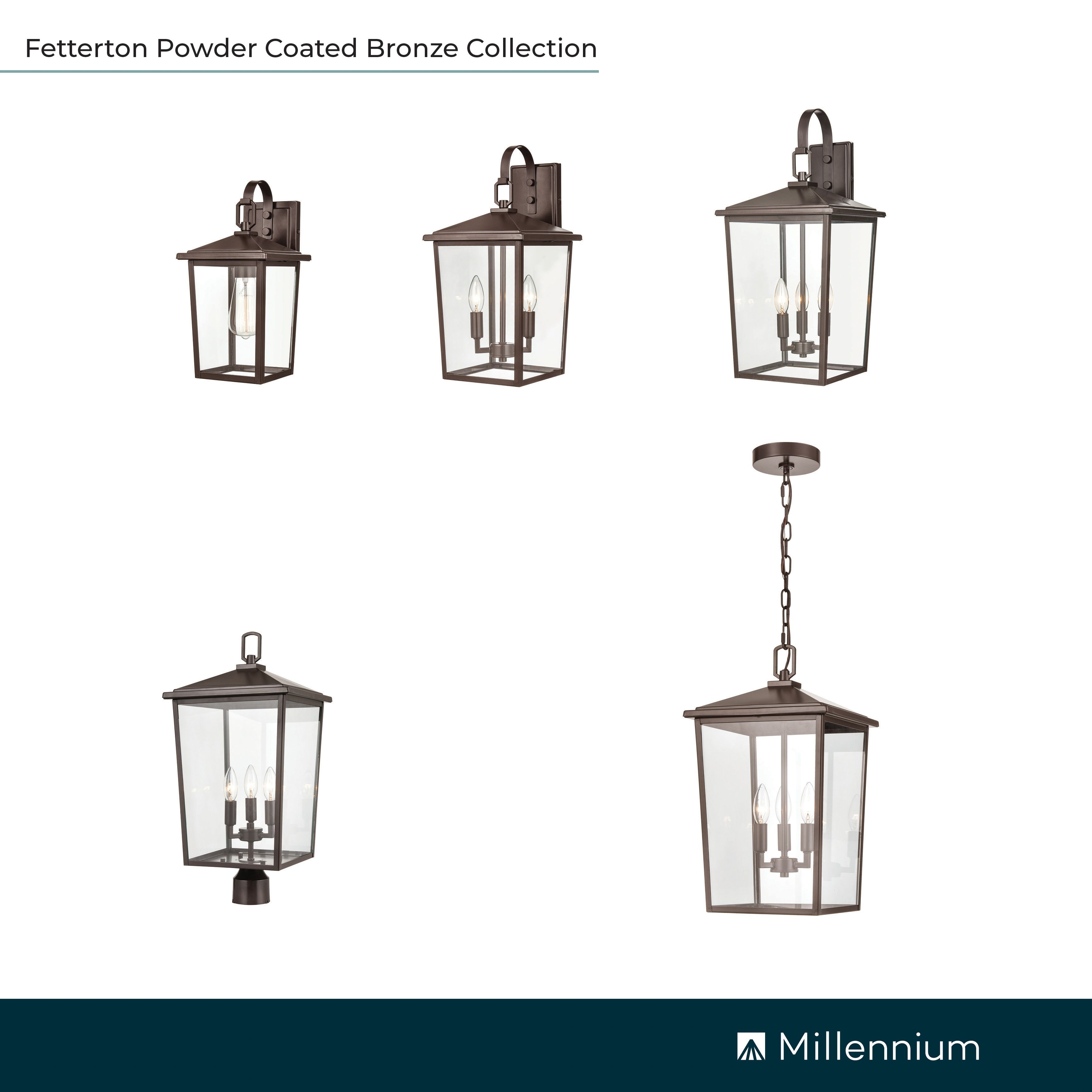 Image 6 Millennium Fetterton 1-Light 14" Powder Coated Bronze Outdoor Wall Sconce more views