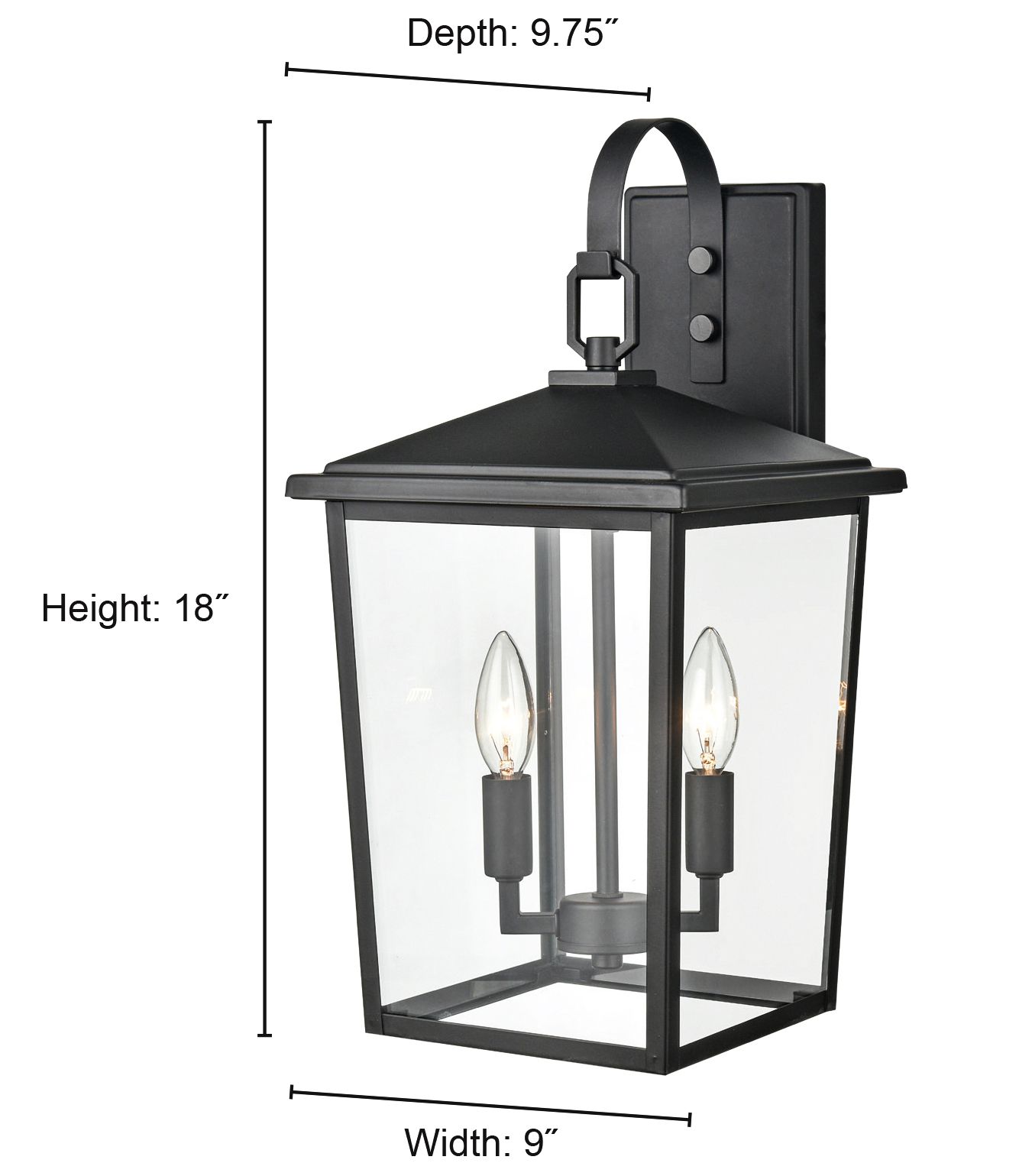 Image 6 Millennium Fetterton 2-Light 18" Powder Coated Black Outdoor Wall Sconce more views