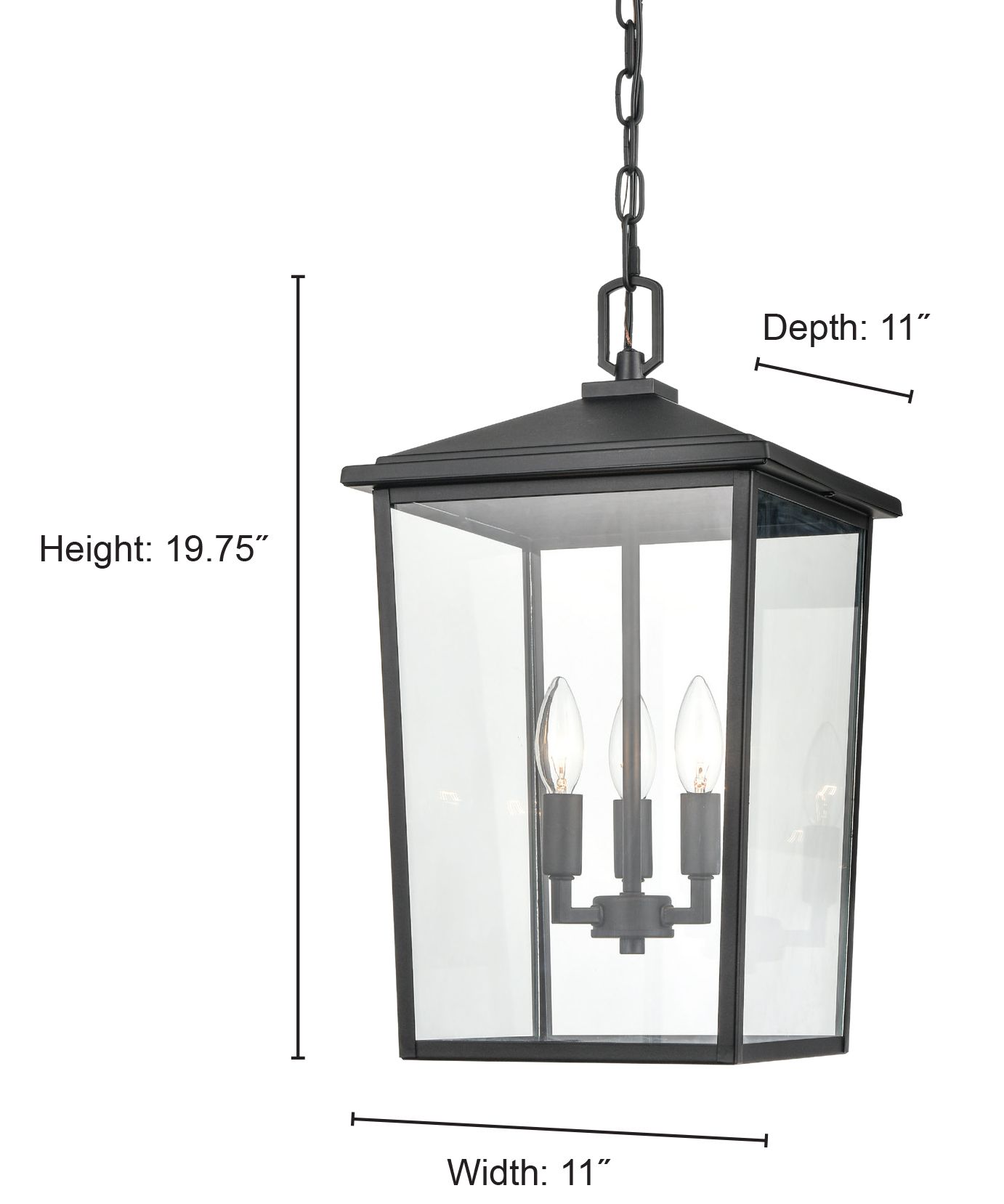 Image 5 Millennium Fetterton 3-Light 19.75" Powder Coated Black Outdoor Lantern more views