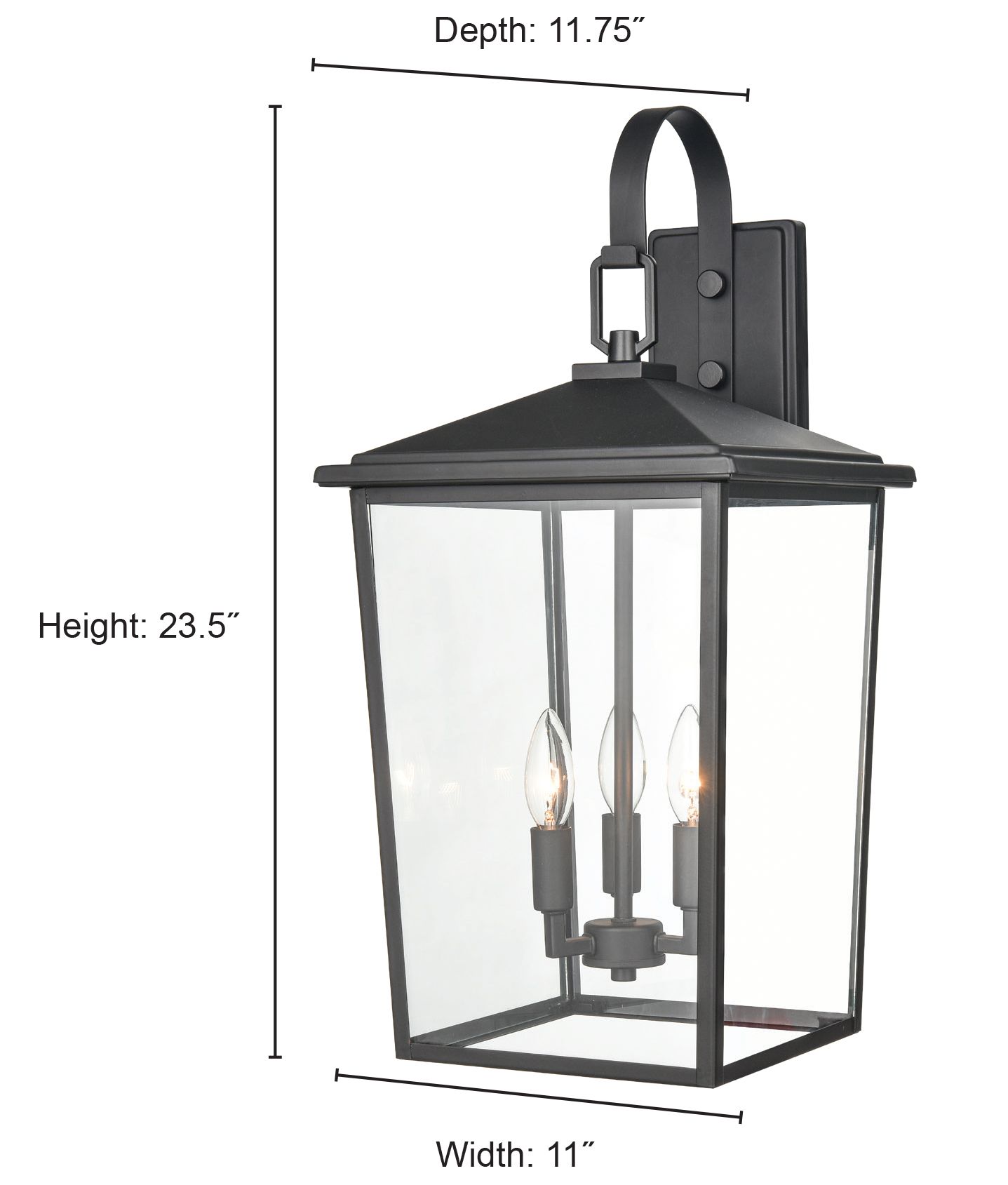 Image 5 Millennium Fetterton 3-Light 23.5" Powder Coated Black Outdoor Wall Sconce more views