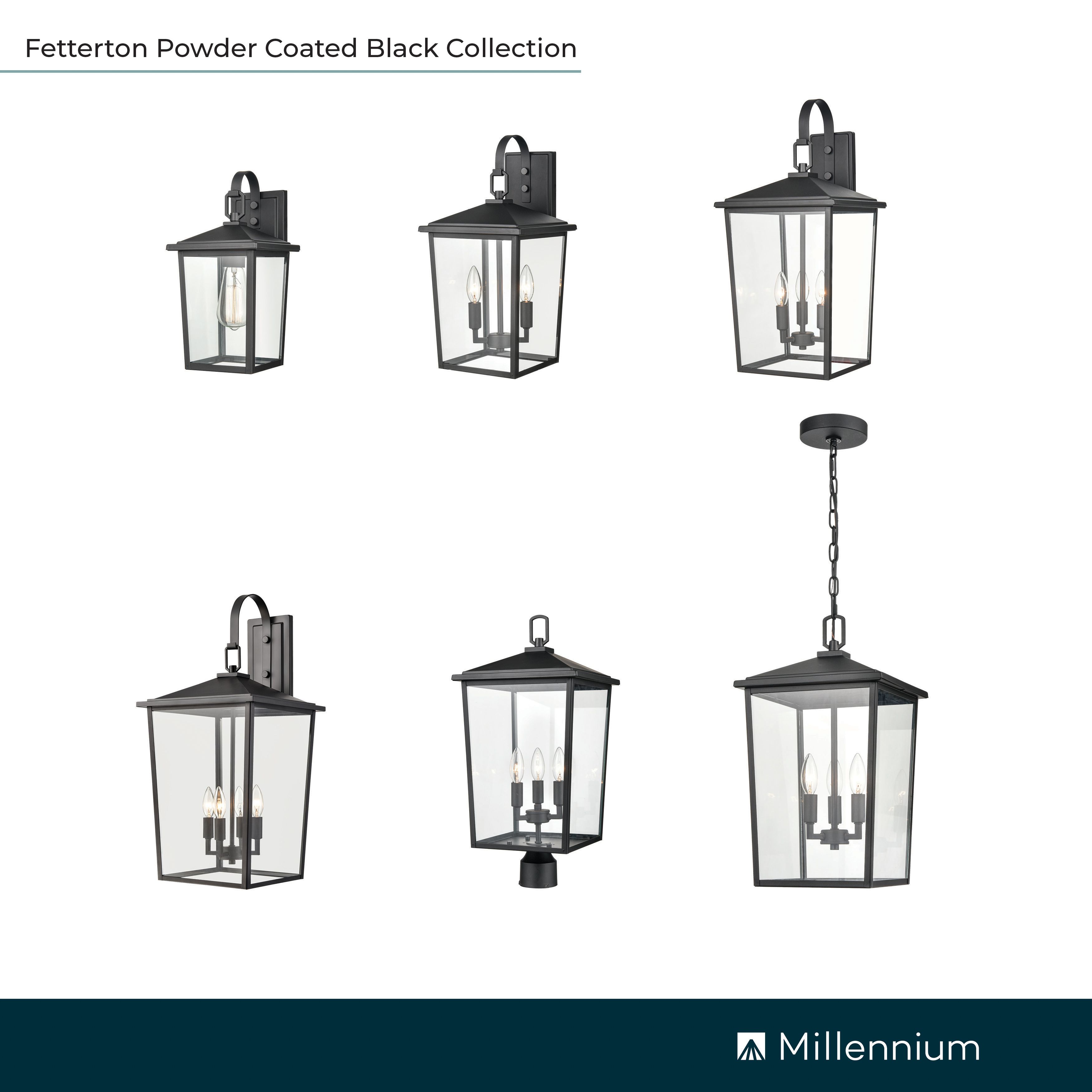 Image 7 Millennium Fetterton 3-Light 23.5" Powder Coated Black Outdoor Wall Sconce more views