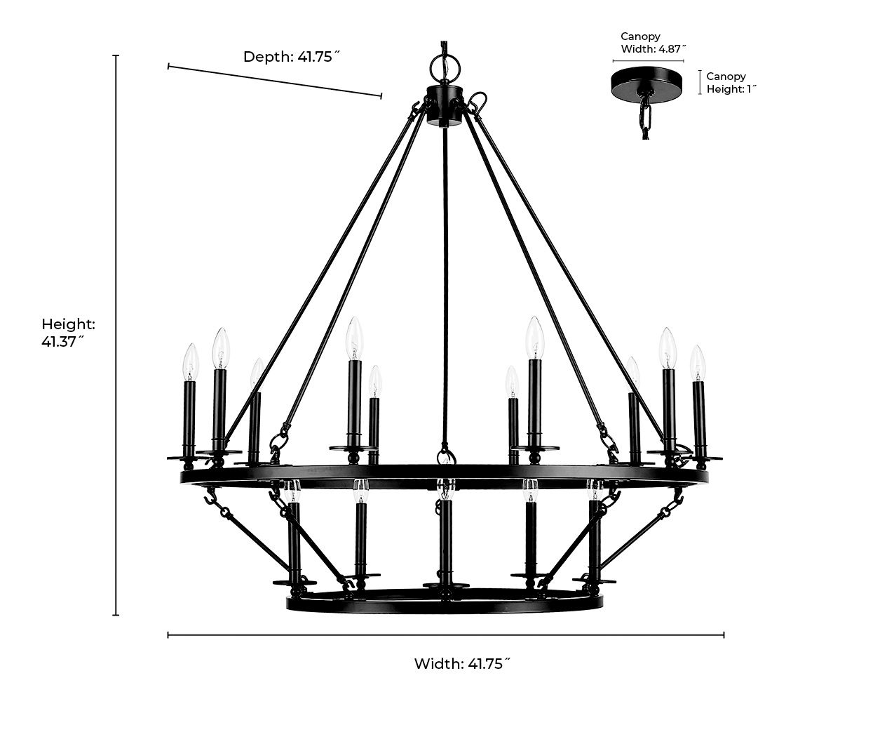 Millennium Florence 15-Light 41.75" Matte Black Chandelier