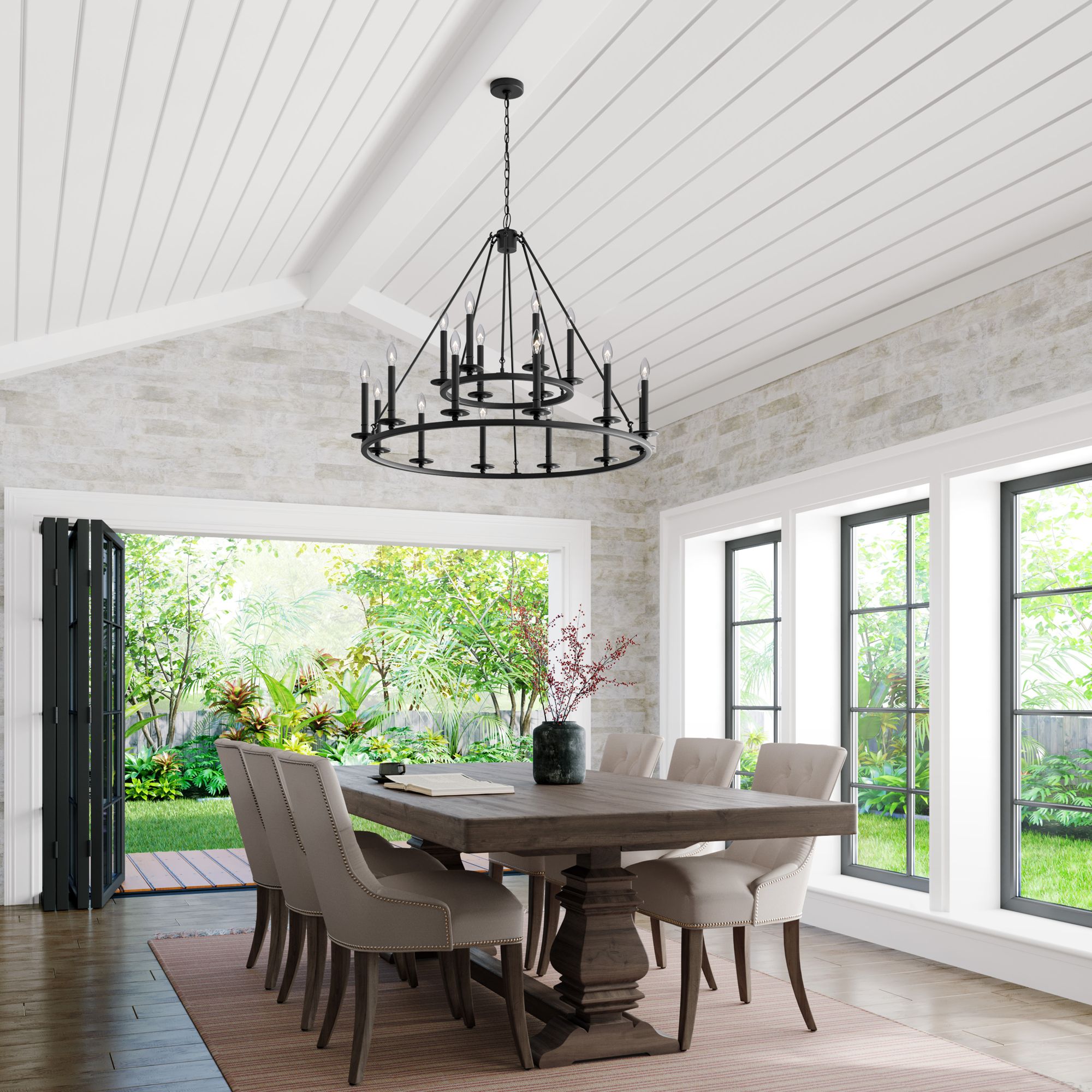 Image 3 Millennium Florence 18-Light 42" Matte Black Chandelier more views