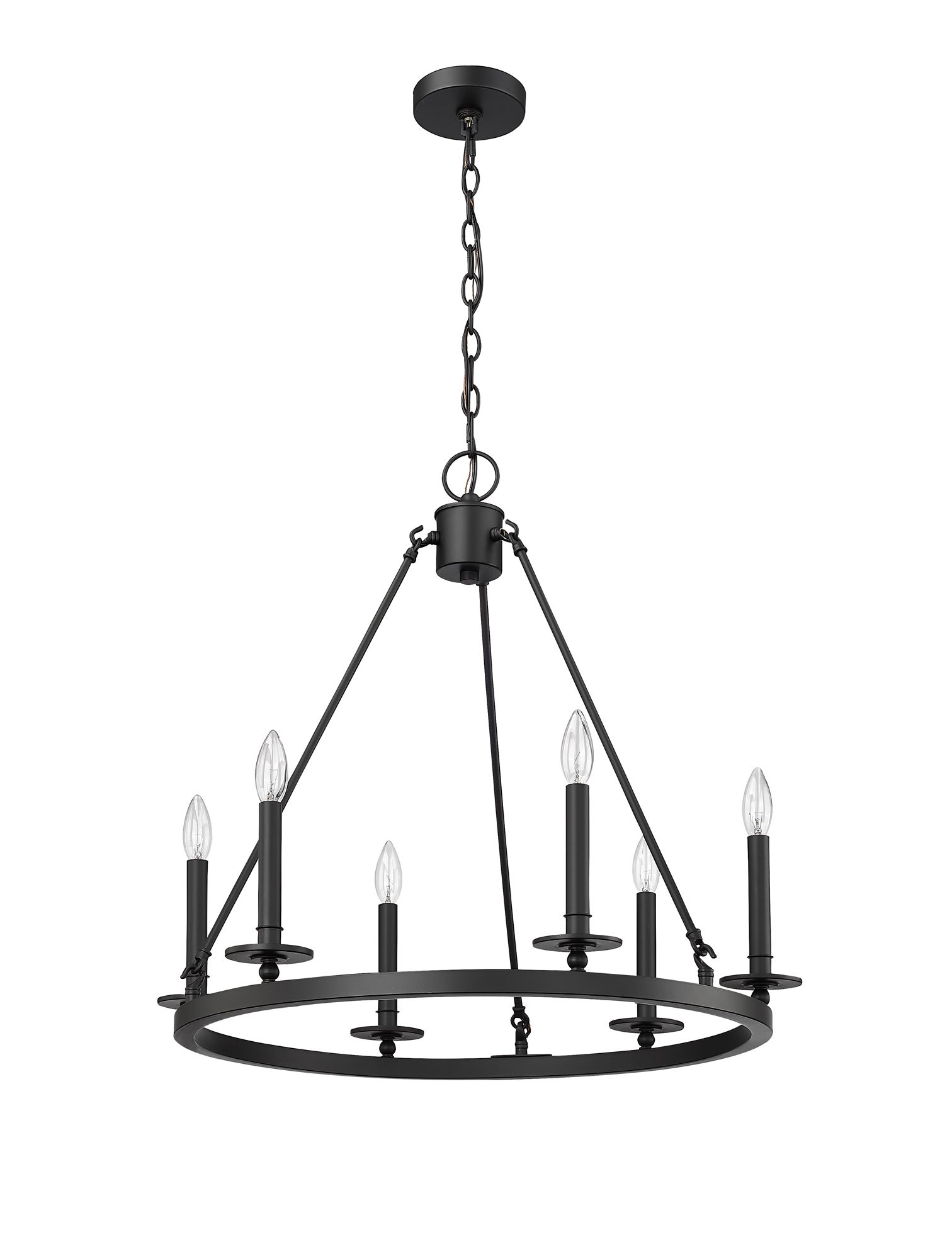 Image 3 Millennium Florence 6-Light 26" Matte Black Chandelier more views
