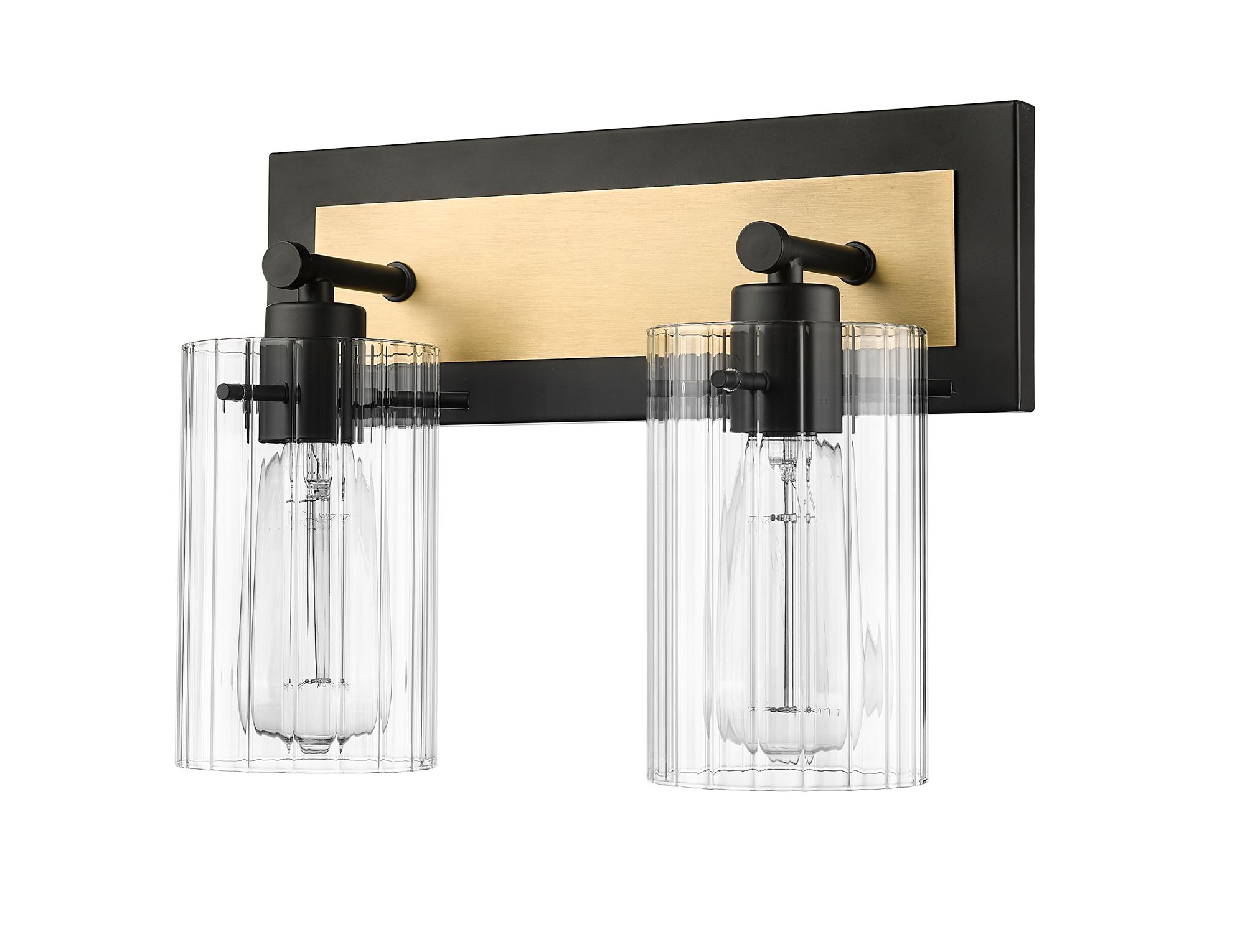 Image 2 Millennium Gasol 2-Light 13" Matte Black/Vintage Brass Vanity Light more views