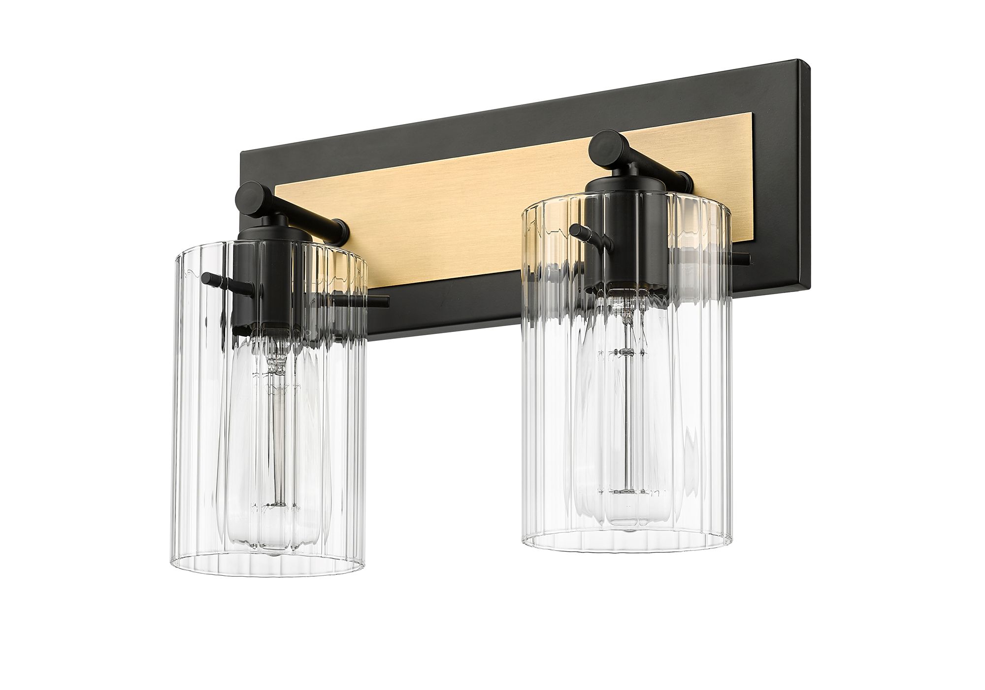 Image 3 Millennium Gasol 2-Light 13" Matte Black/Vintage Brass Vanity Light more views