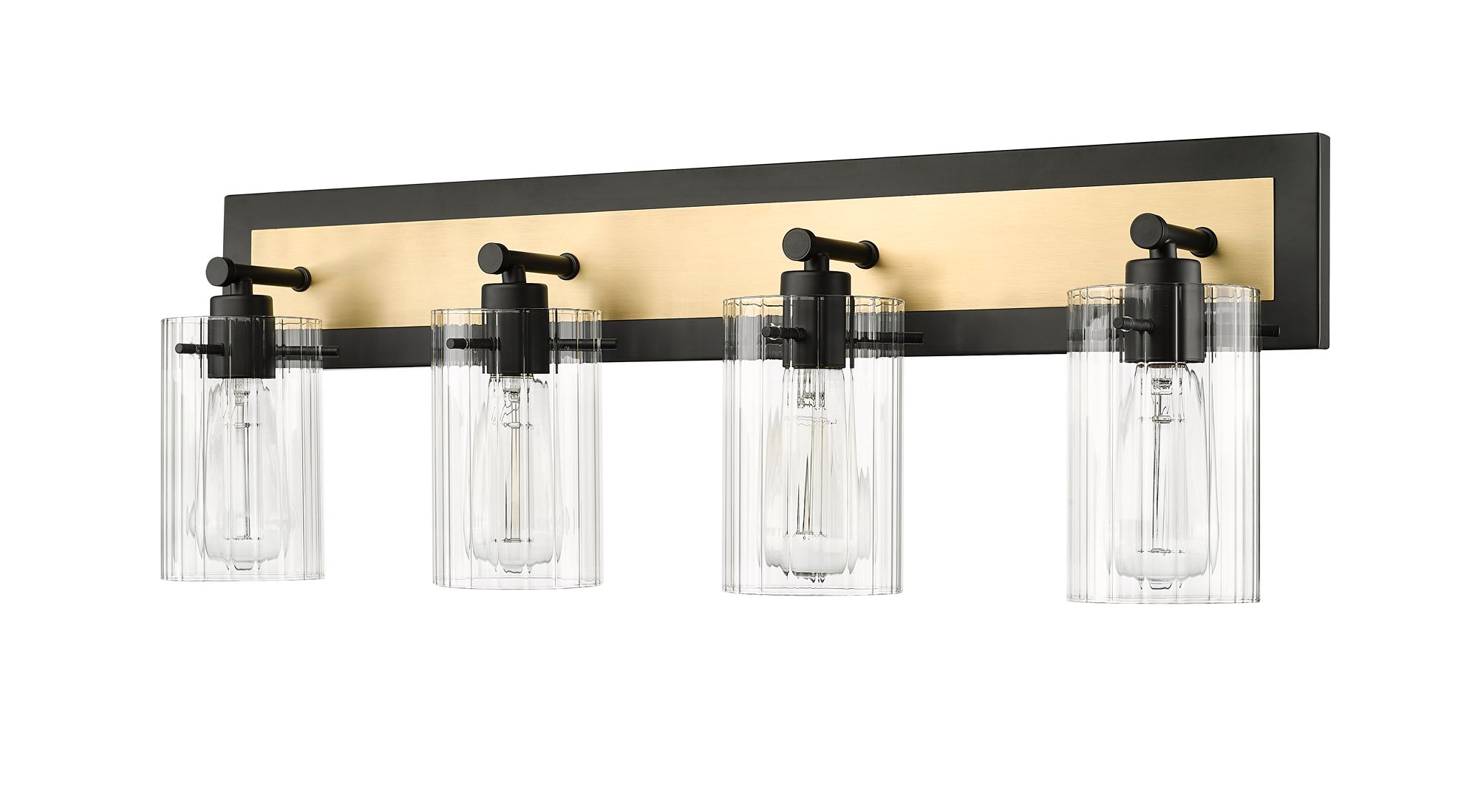Image 2 Millennium Gasol 28.75" Matte Black/Vintage Brass Vanity Light more views