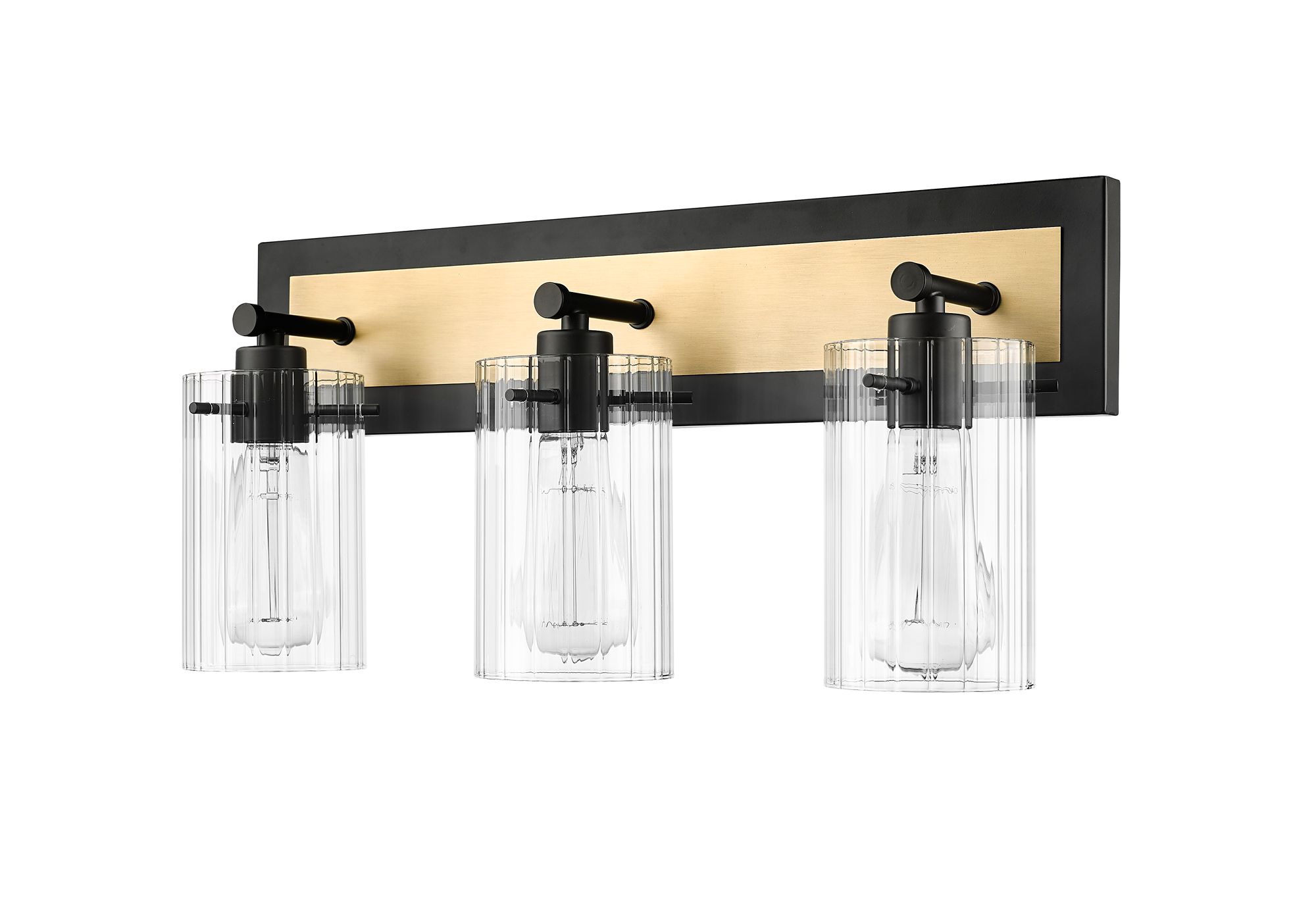 Image 2 Millennium Gasol 3-Light 21" Matte Black/Vintage Brass Vanity Light more views