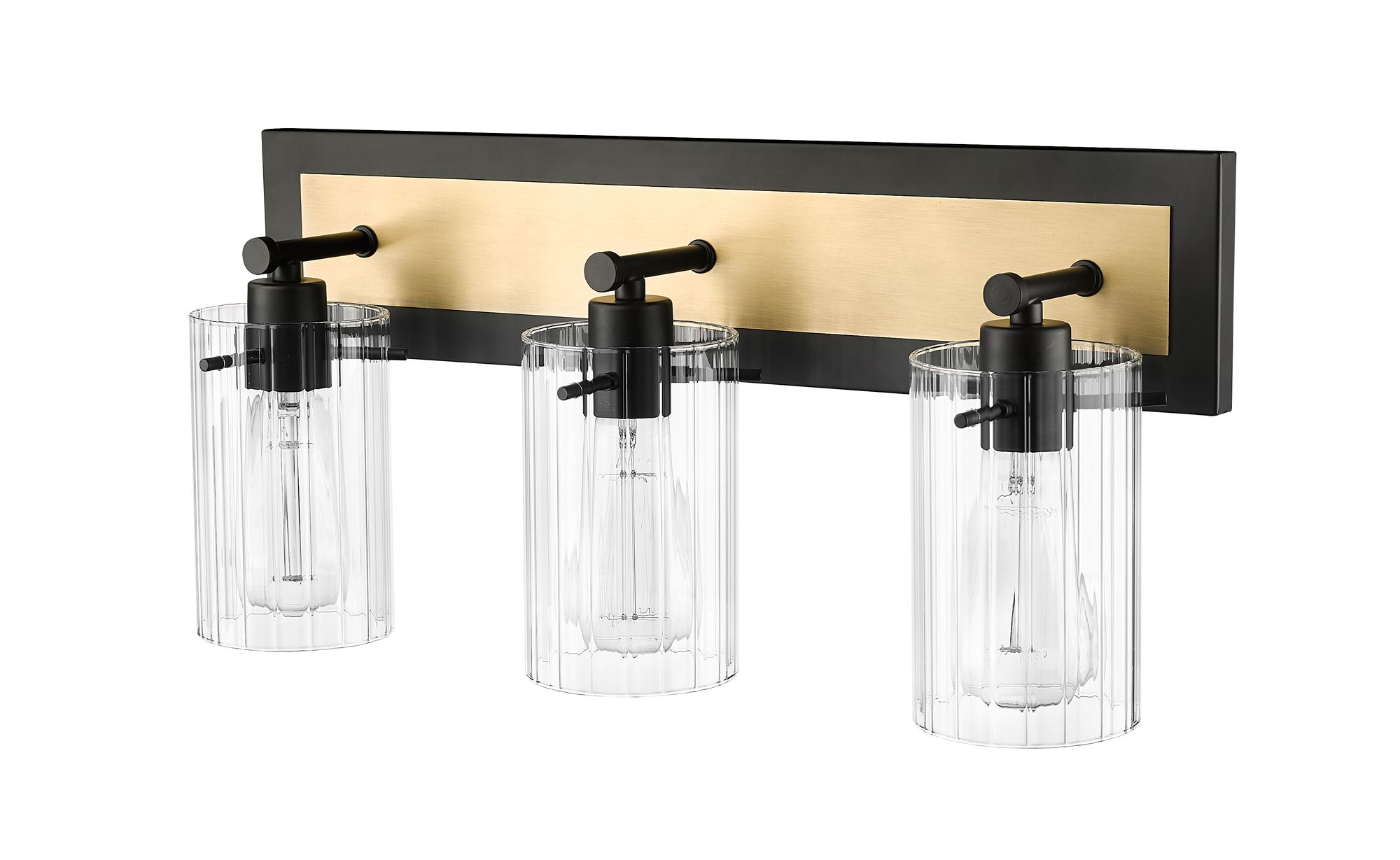 Image 4 Millennium Gasol 3-Light 21" Matte Black/Vintage Brass Vanity Light more views