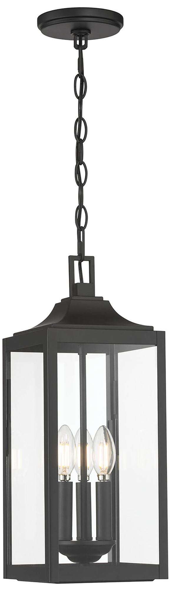 Image 2 Millennium Halston 3-Lt 18.25" Powder Coated Black Outdoor Hanging Lantern