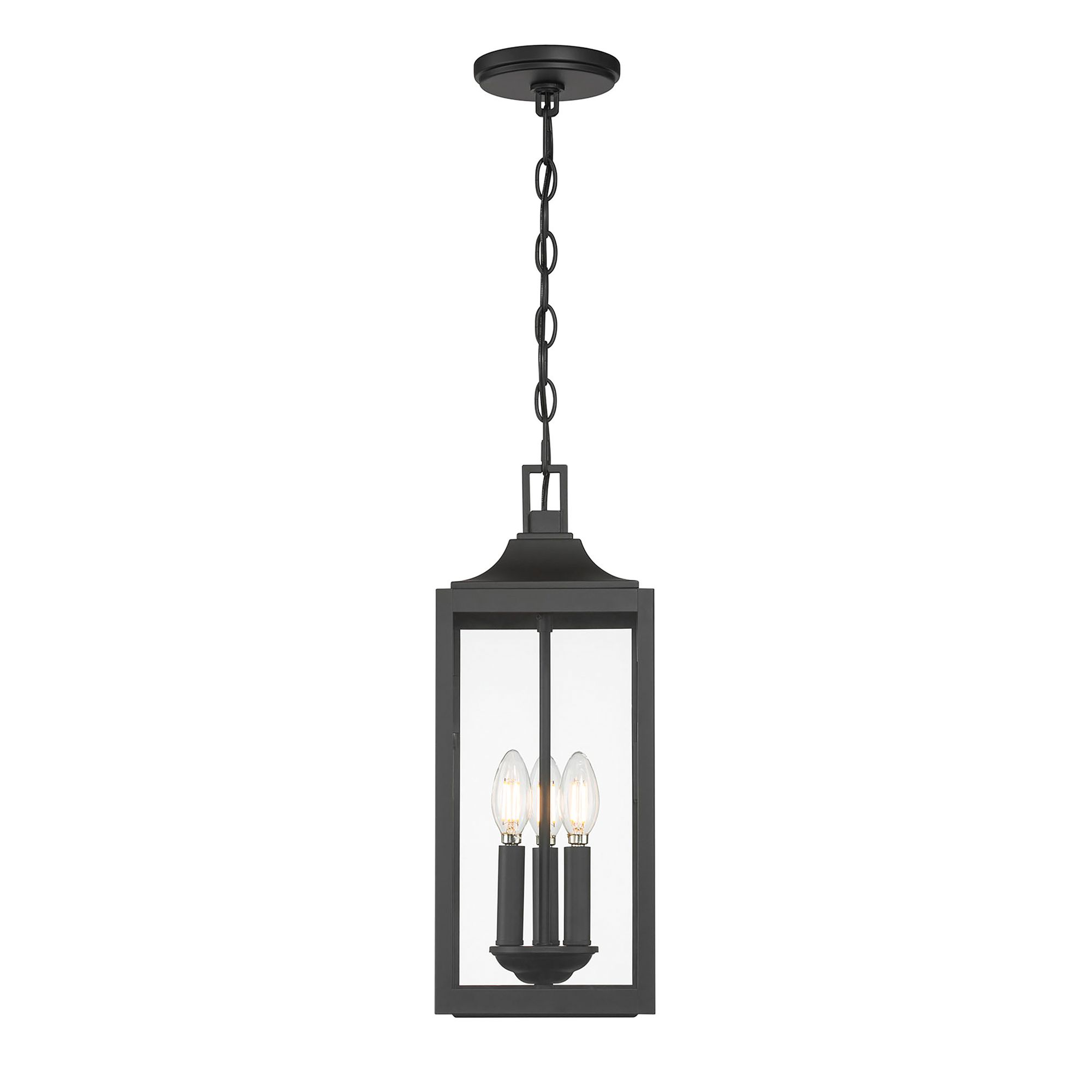 Image 3 Millennium Halston 3-Lt 18.25" Powder Coated Black Outdoor Hanging Lantern more views