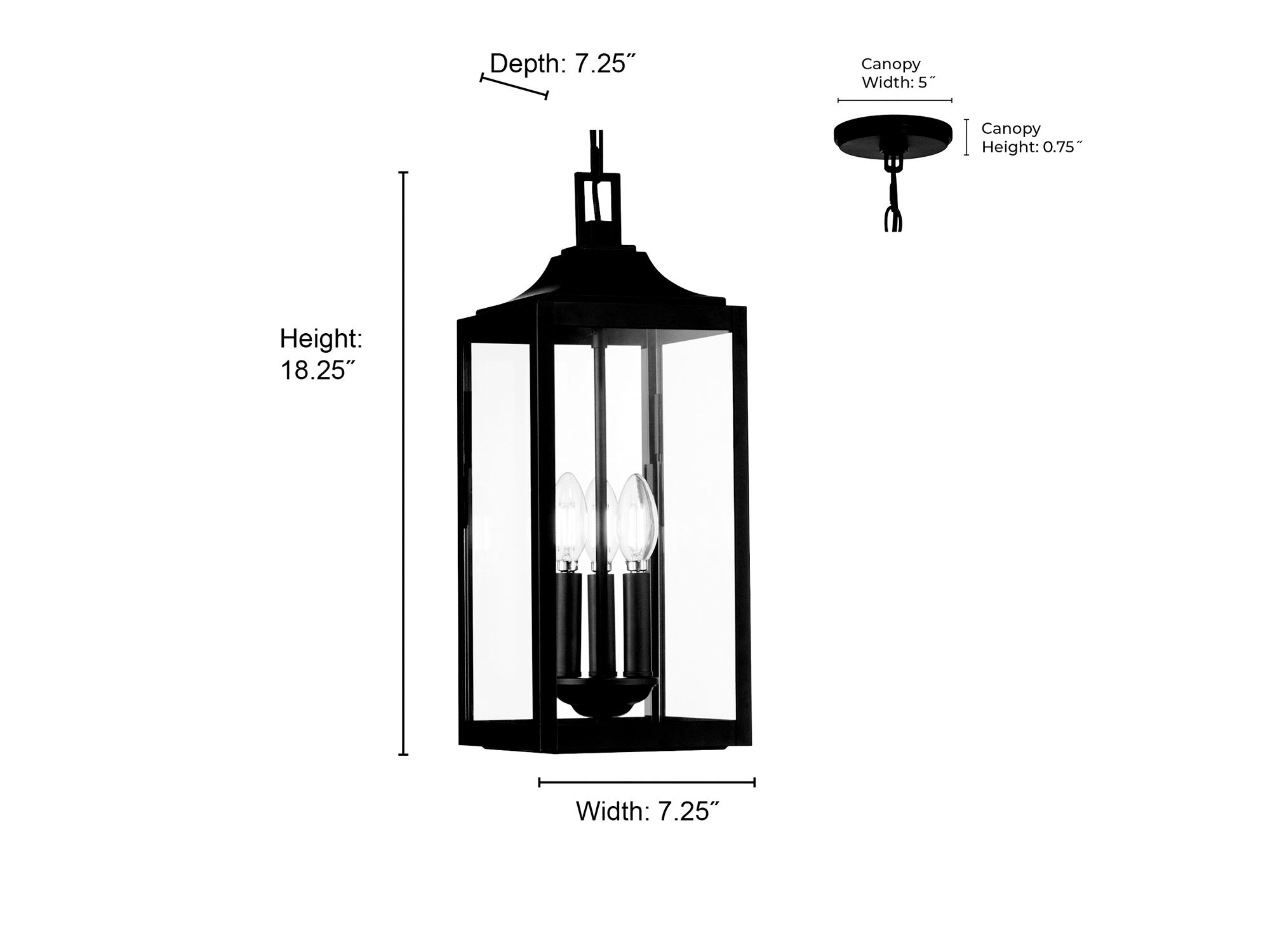 Image 7 Millennium Halston 3-Lt 18.25" Powder Coated Black Outdoor Hanging Lantern more views