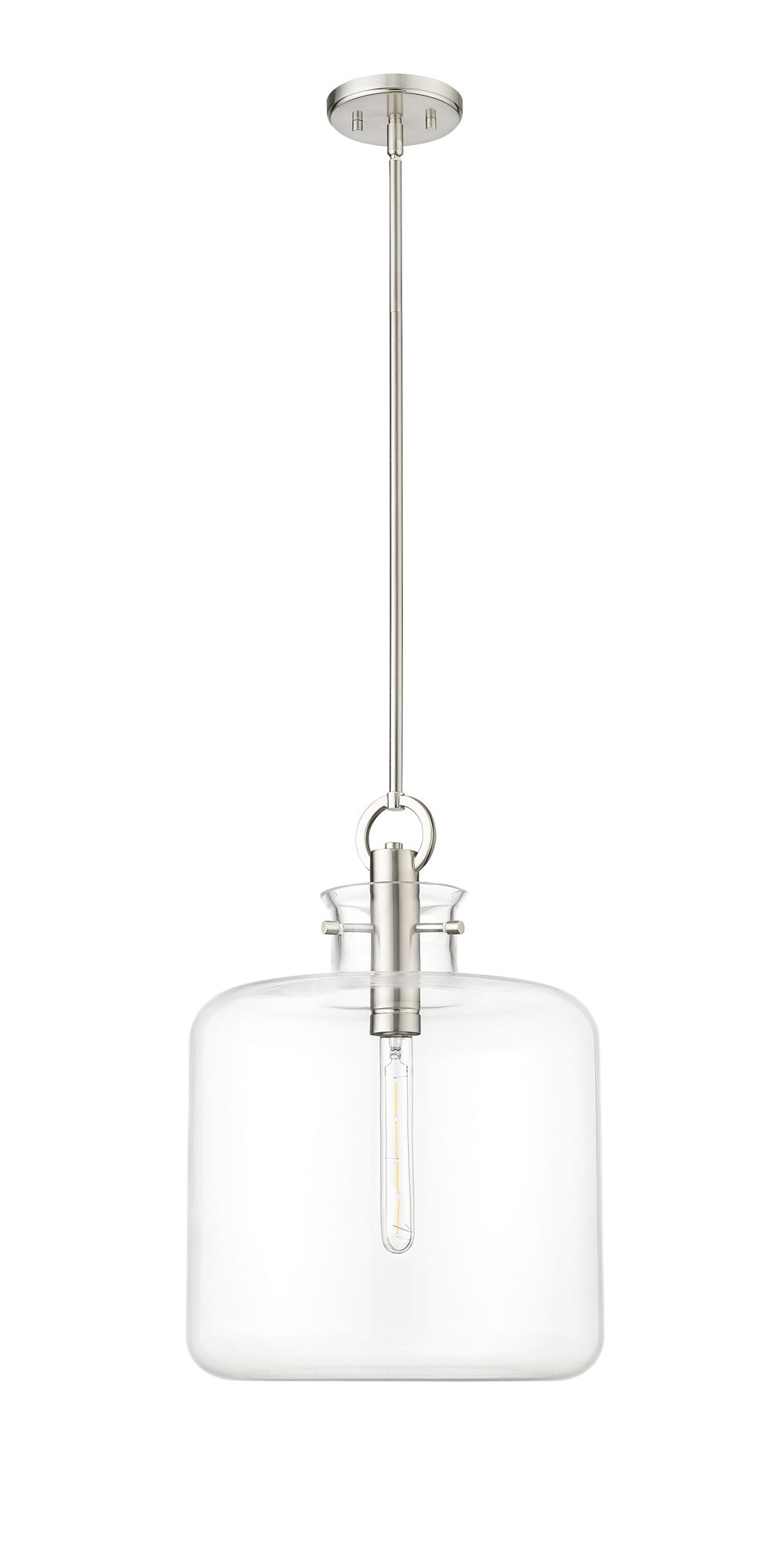 Image 2 Millennium Hayloft 1-Light 14.2" Brushed Nickel Pendant with Glass Sha more views