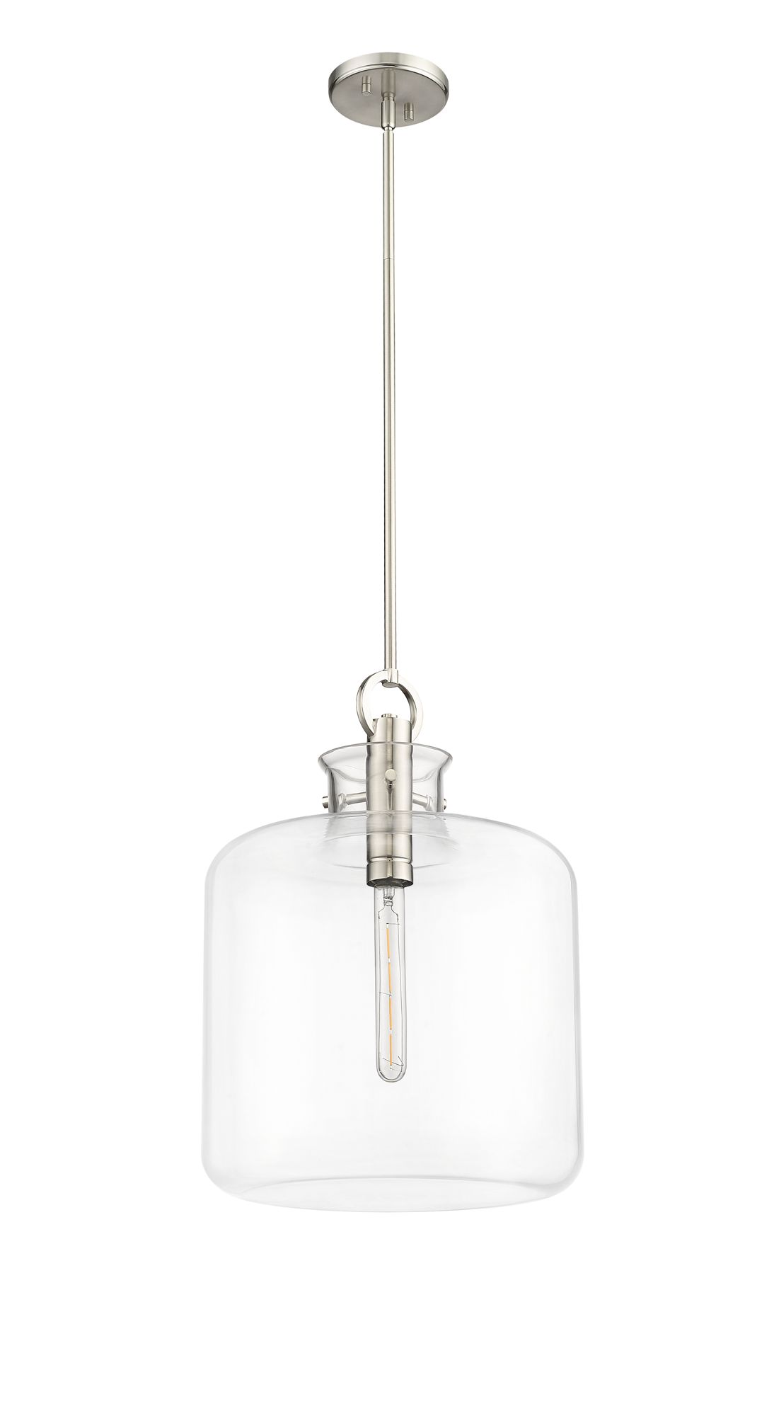 Image 4 Millennium Hayloft 1-Light 14.2" Brushed Nickel Pendant with Glass Sha more views