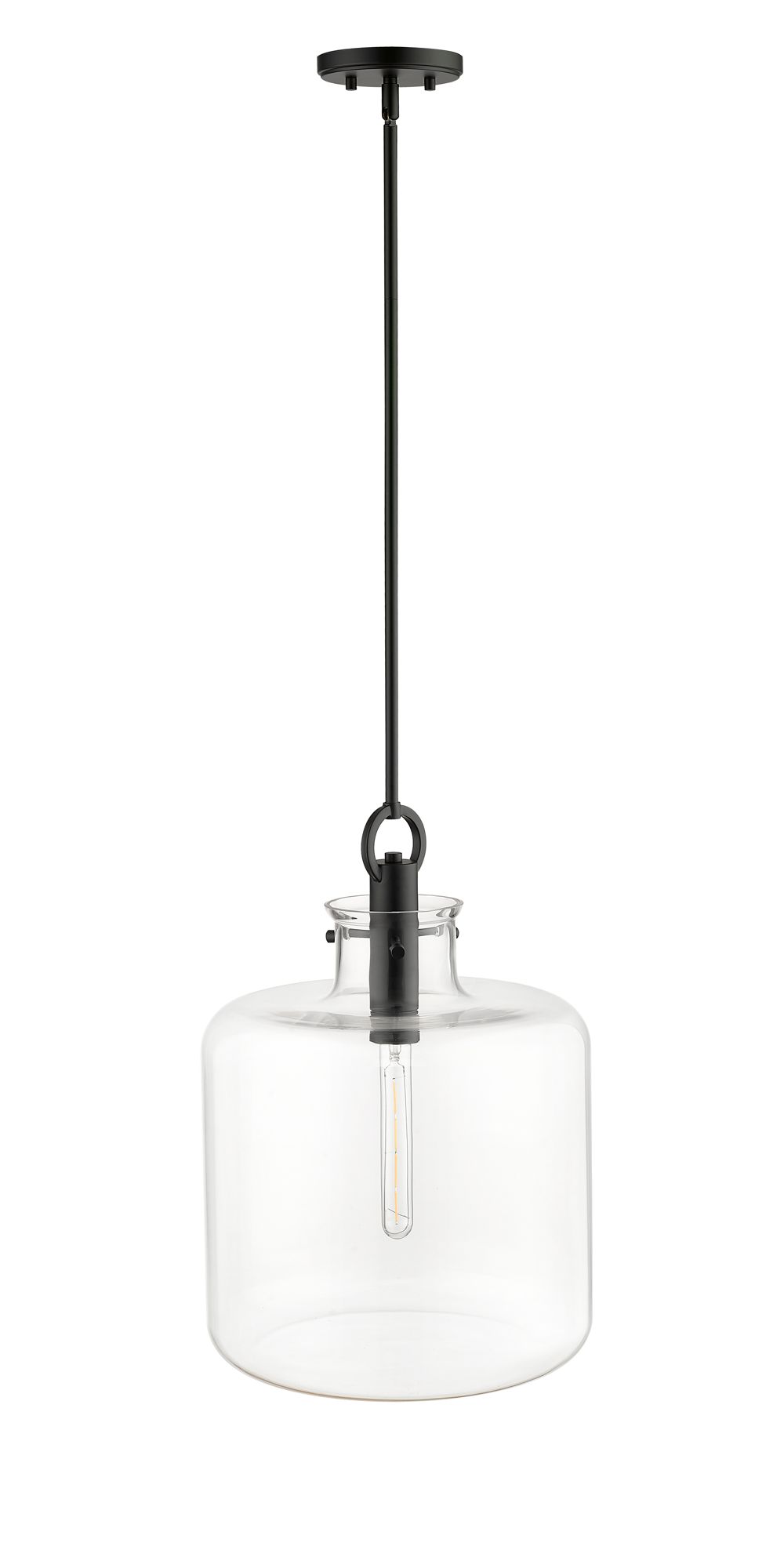 Image 3 Millennium Hayloft 1-Light 14.2" Matte Black Pendant with Glass Shade more views