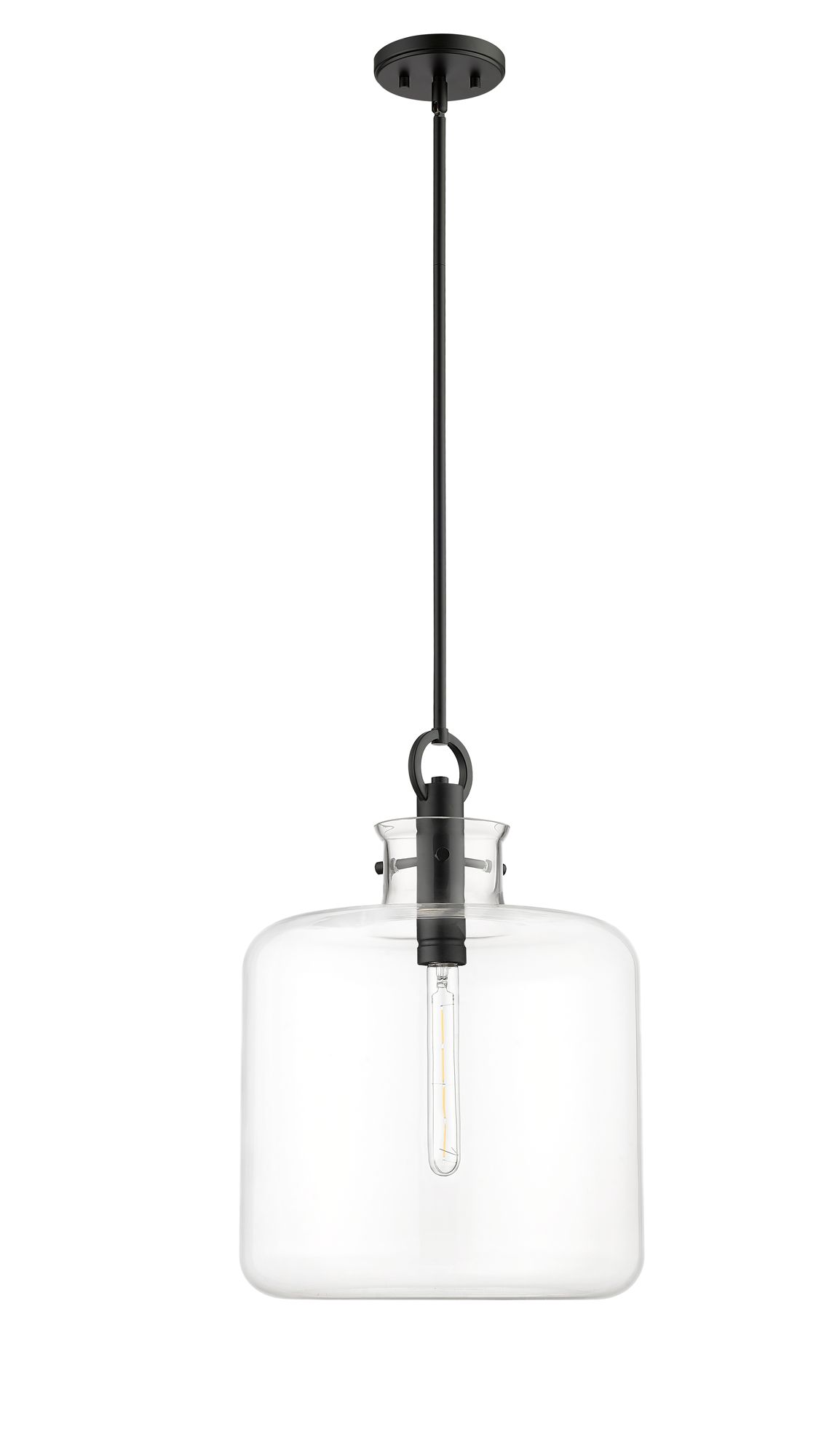 Image 4 Millennium Hayloft 1-Light 14.2" Matte Black Pendant with Glass Shade more views