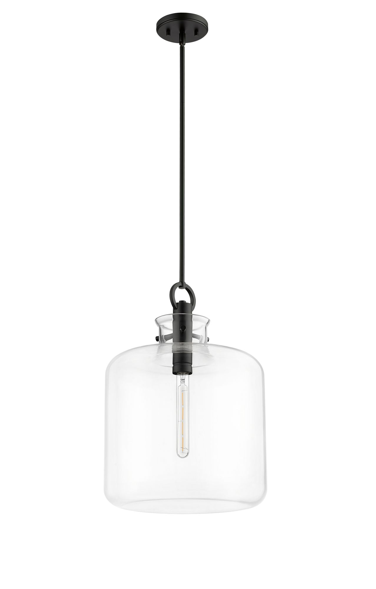 Image 5 Millennium Hayloft 1-Light 14.2" Matte Black Pendant with Glass Shade more views