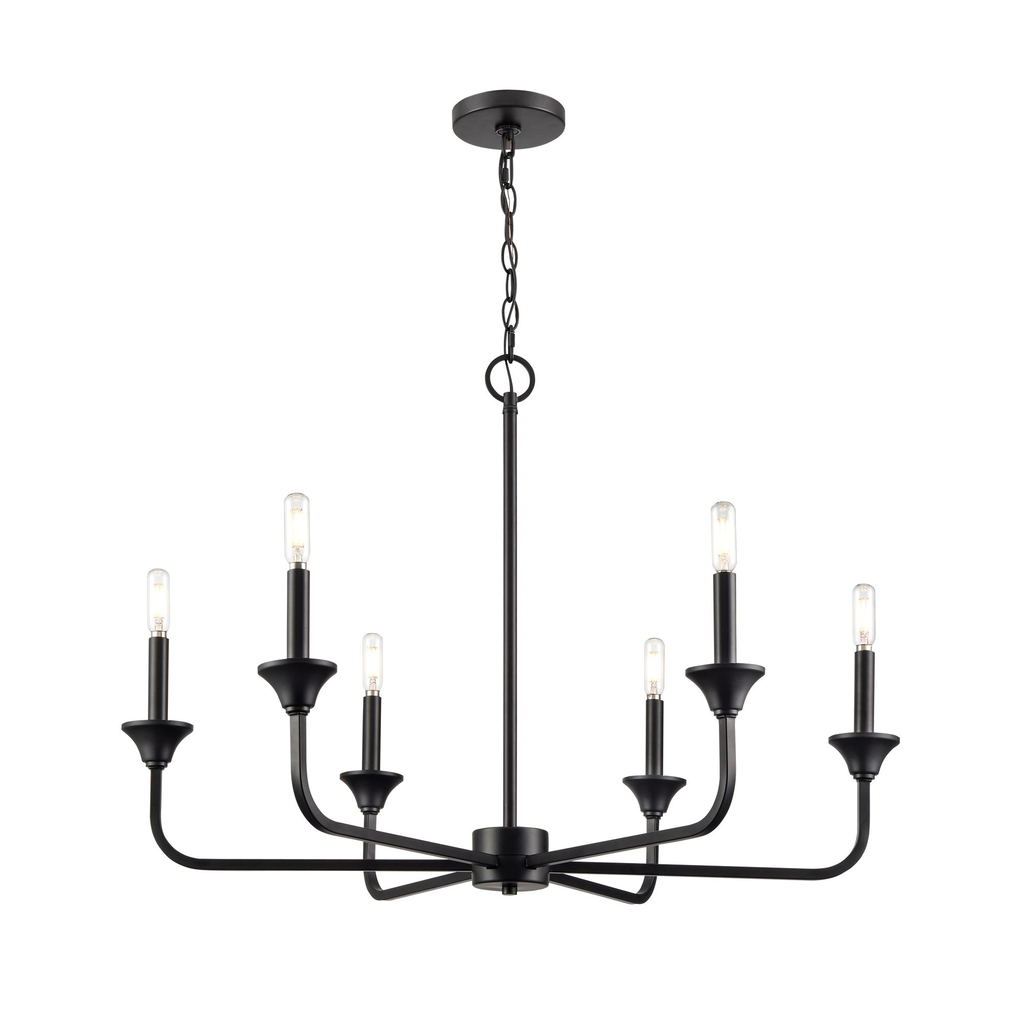Image 2 Millennium Herring 6-Light 32" Matte Black Chandelier more views