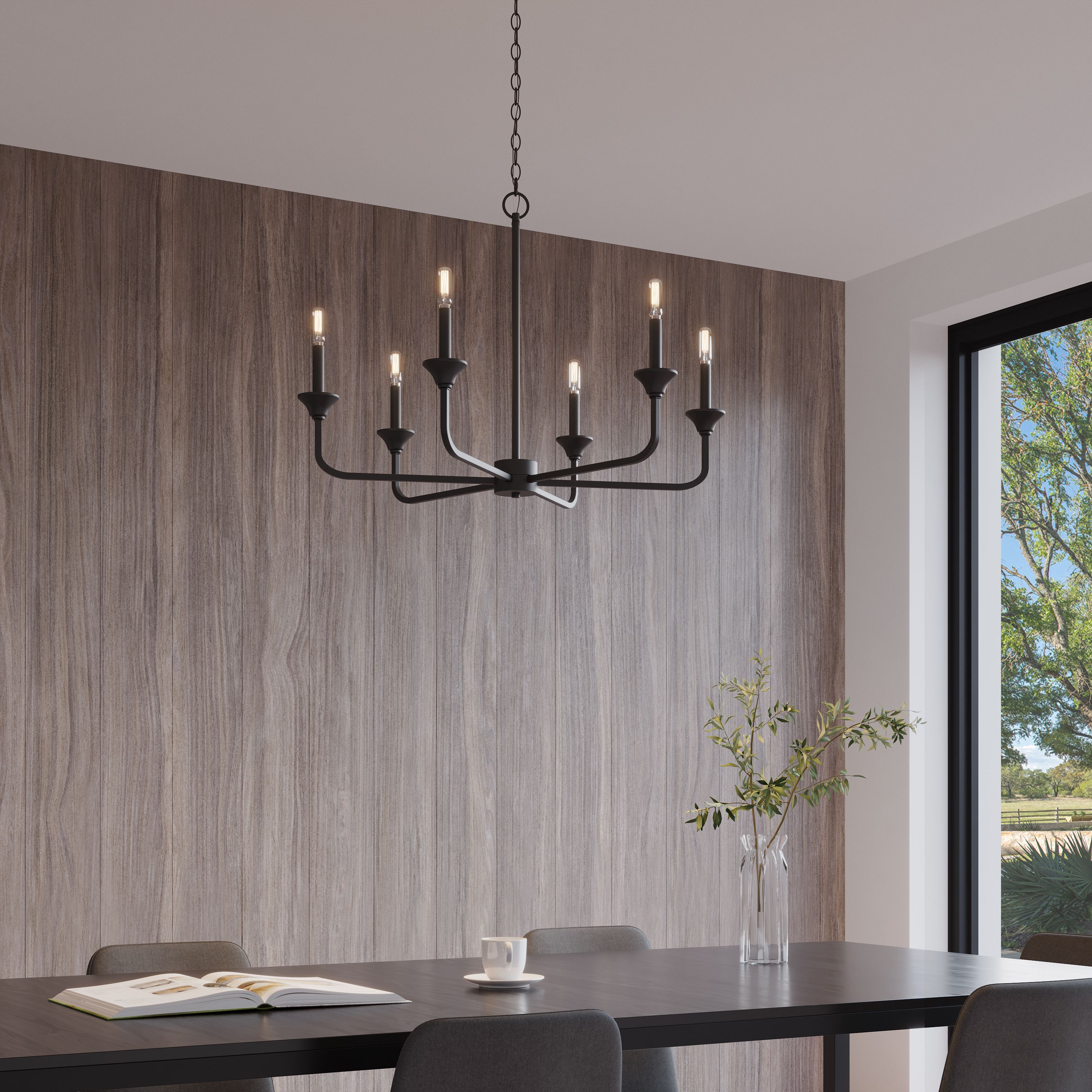 Image 6 Millennium Herring 6-Light 32" Matte Black Chandelier more views