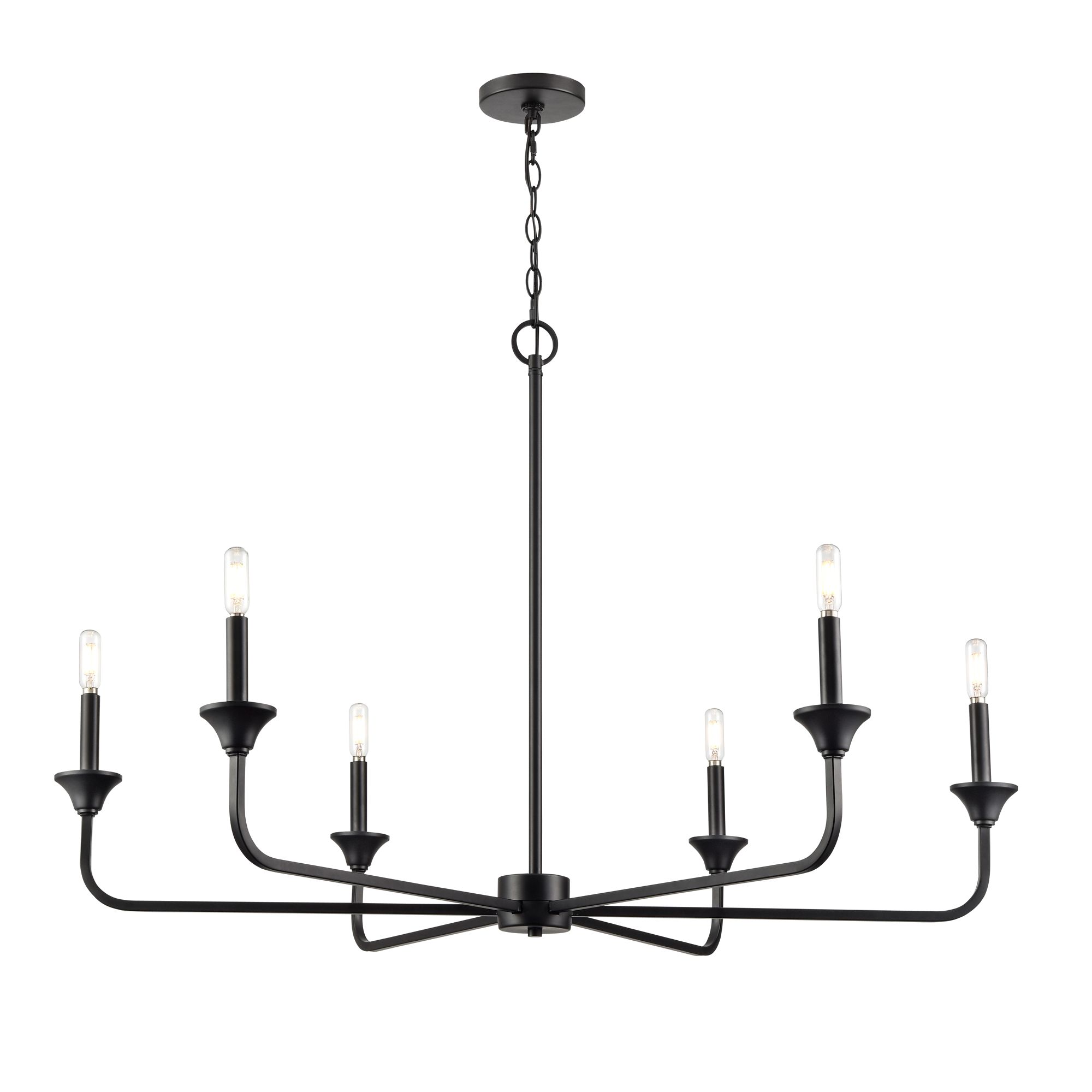 Thumbnail2 of Millennium Herring 6-Light 42" Matte Black Chandelier more views