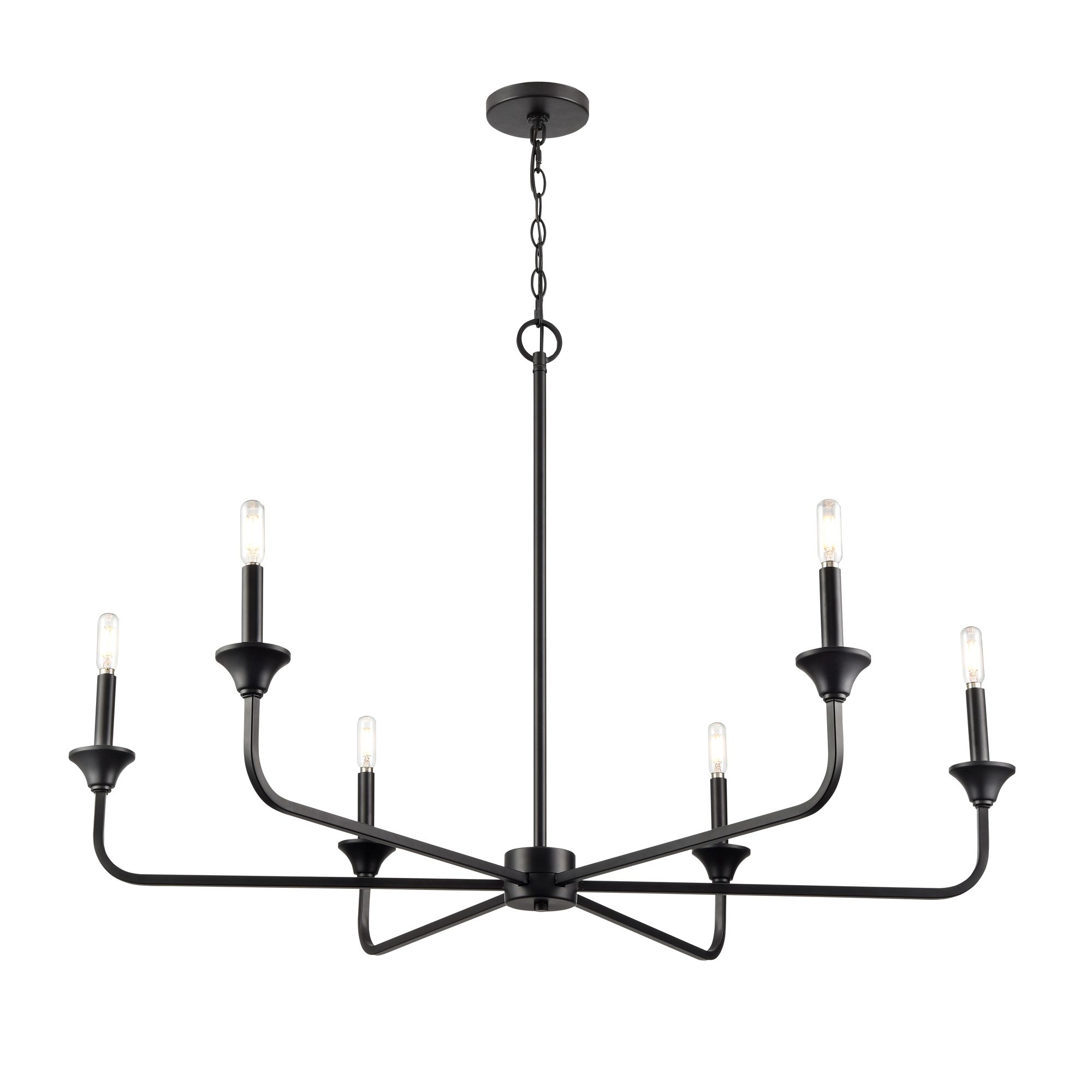 Thumbnail3 of Millennium Herring 6-Light 42" Matte Black Chandelier more views
