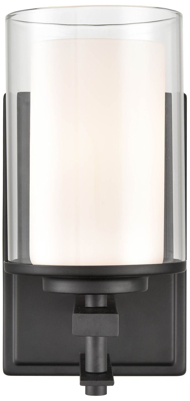Millennium Huderson 1-Light 4.75" Matte Black Wall Sconce with Glass Shade