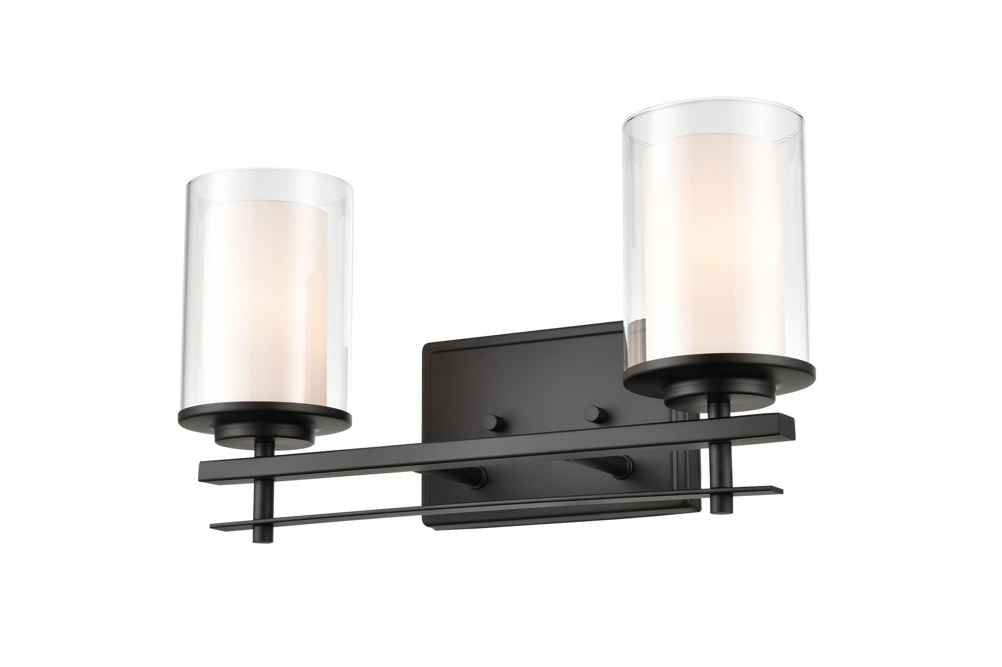 Image 3 Millennium Huderson 2-Light 16" Matte Black Vanity Light with Glass Shade more views