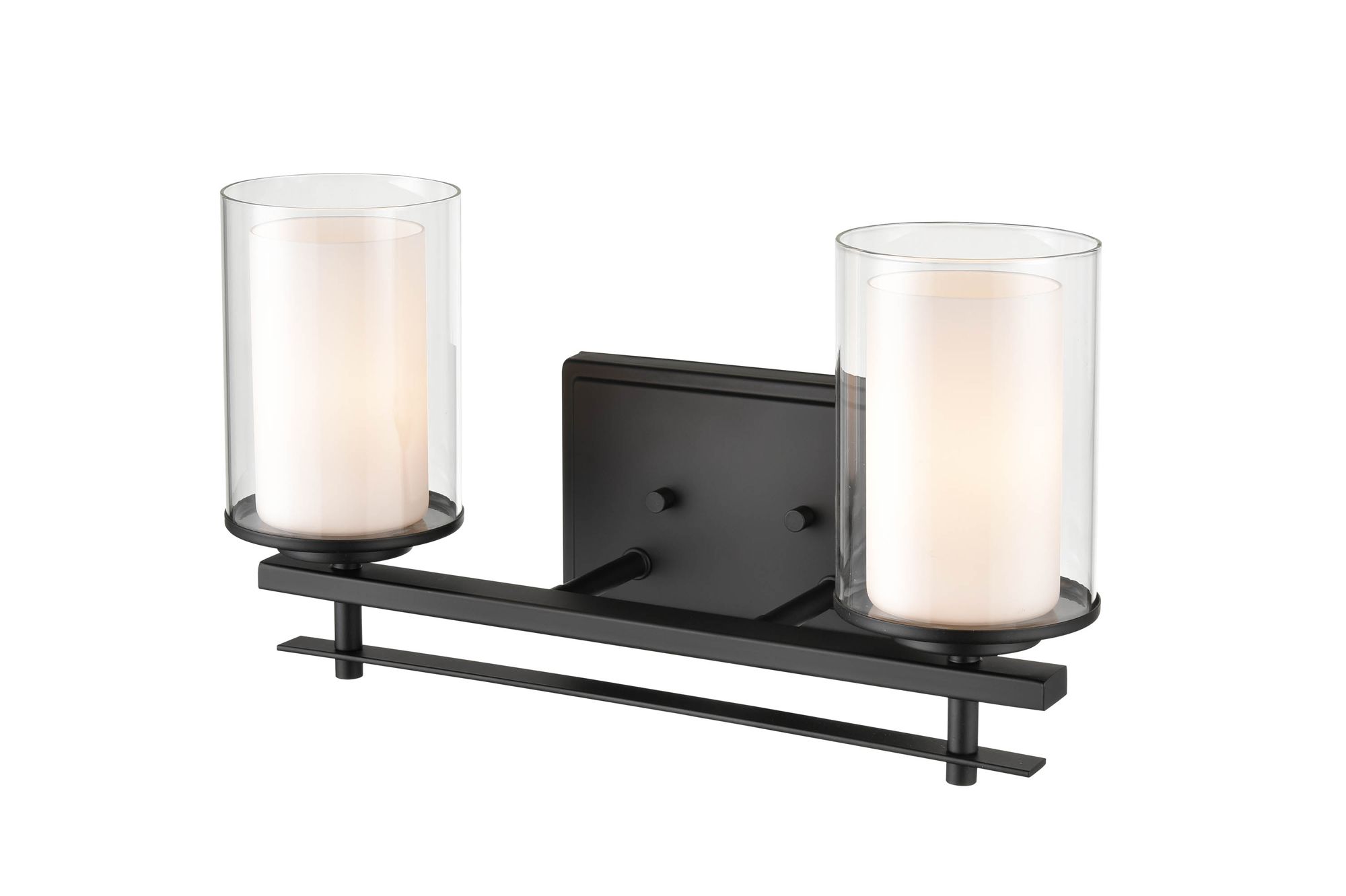 Image 4 Millennium Huderson 2-Light 16" Matte Black Vanity Light with Glass Shade more views