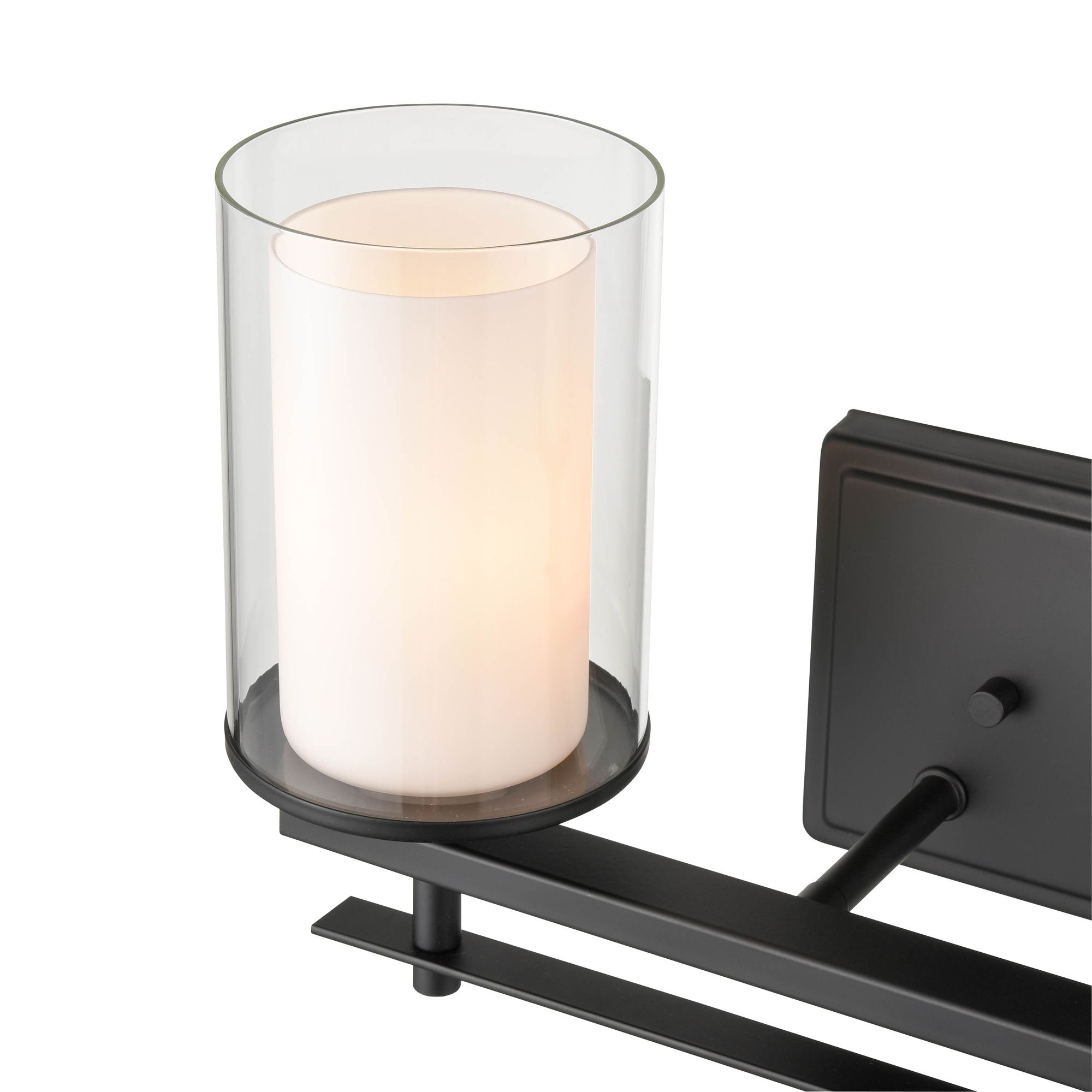 Image 5 Millennium Huderson 2-Light 16" Matte Black Vanity Light with Glass Shade more views