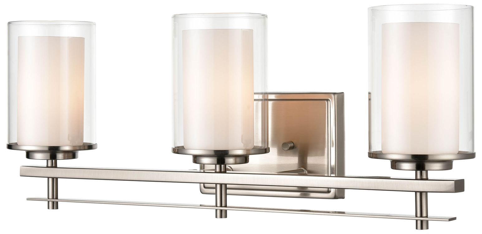 Millennium Huderson 3-Light 23" Brushed Nickel Vanity Light with Shade