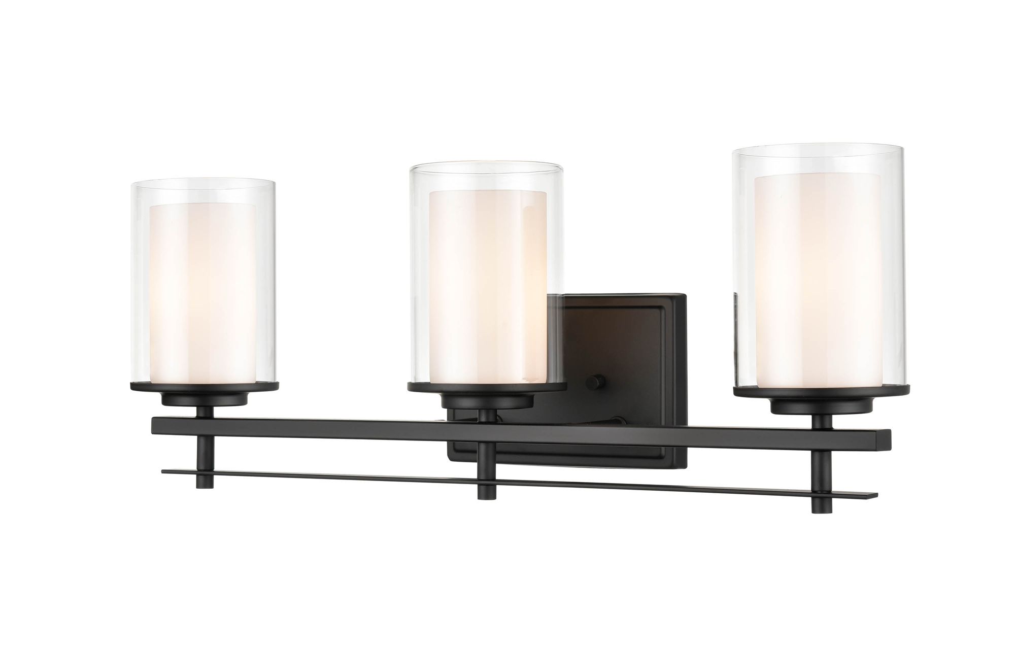 Image 2 Millennium Huderson 3-Light 23" Matte Black Vanity Light with Glass Shade more views