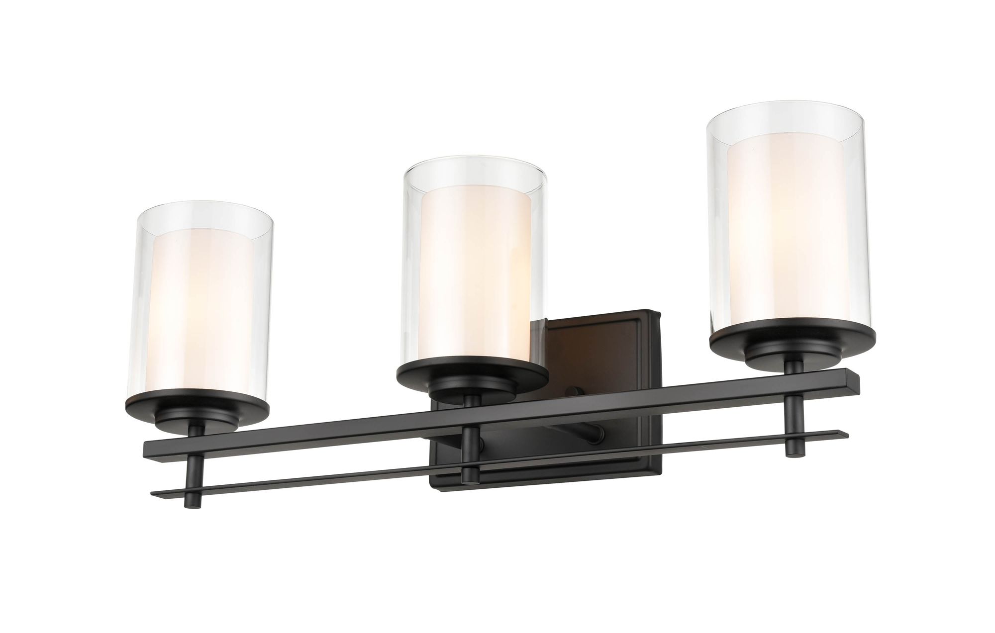 Image 3 Millennium Huderson 3-Light 23" Matte Black Vanity Light with Glass Shade more views