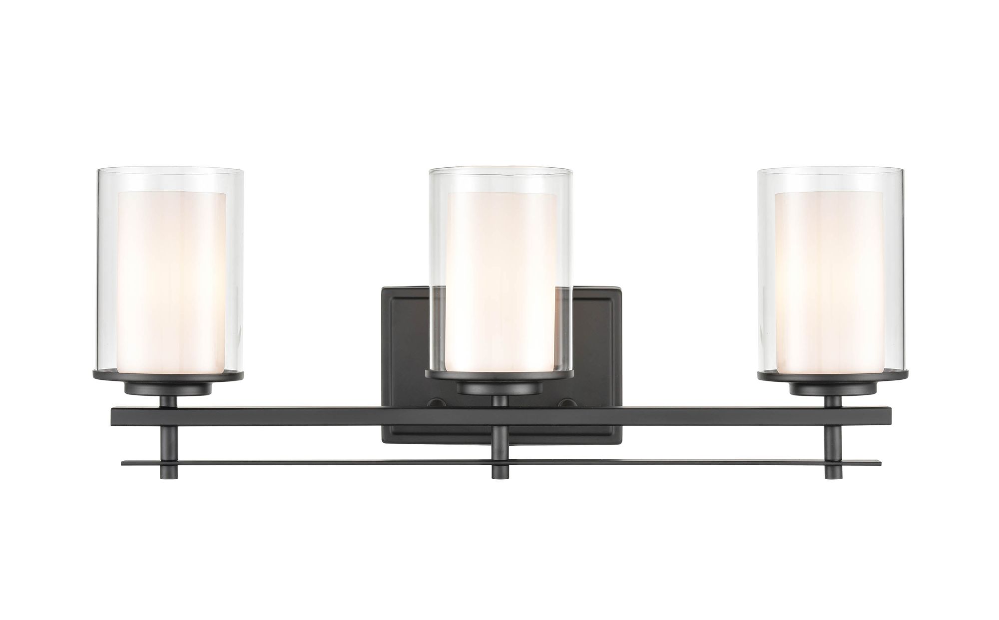 Image 4 Millennium Huderson 3-Light 23" Matte Black Vanity Light with Glass Shade more views