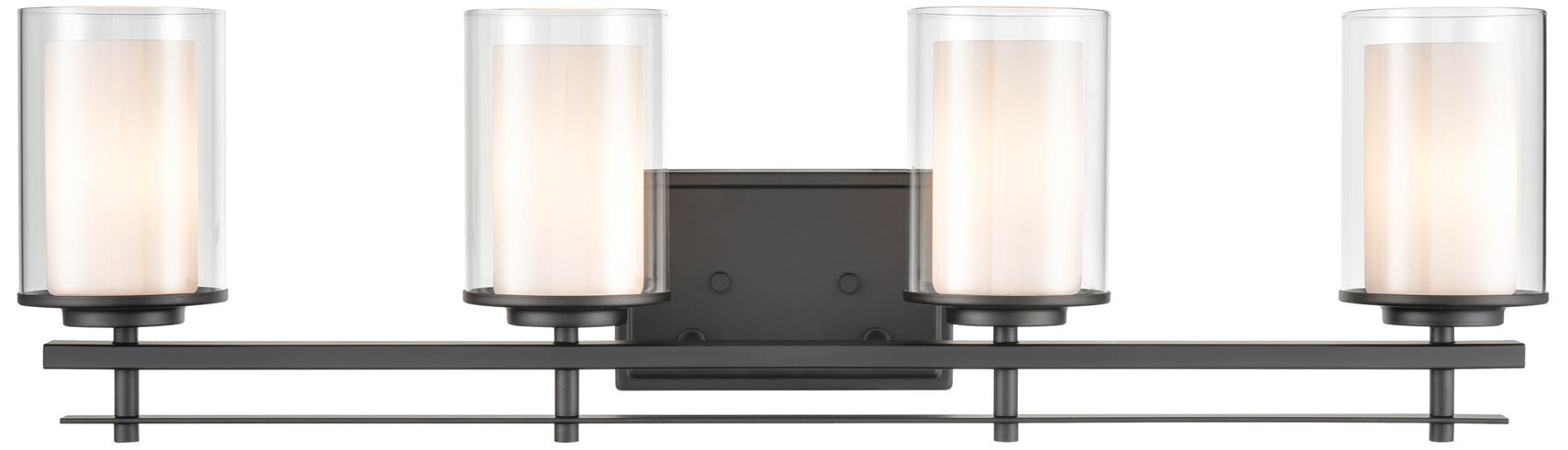 Millennium Huderson 4-Light 31" Matte Black Vanity Light with Glass Shade