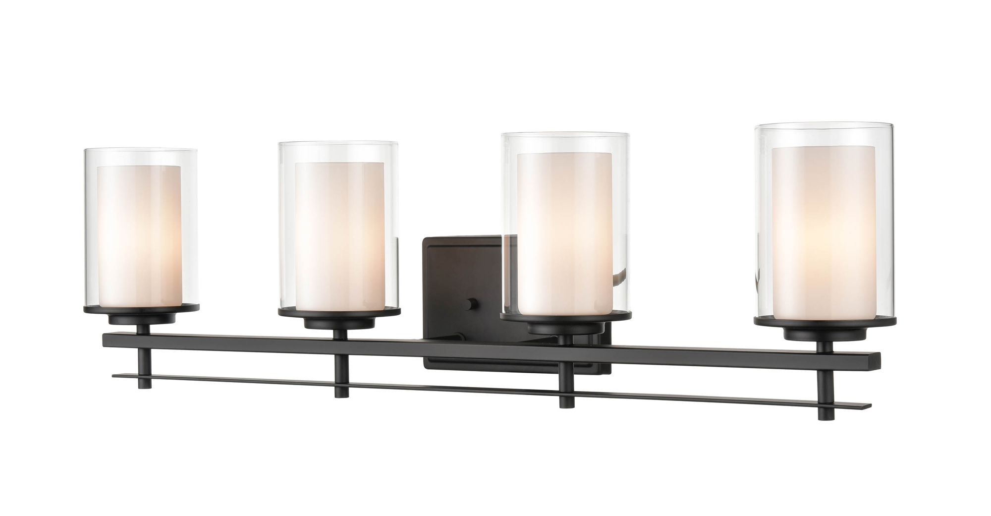 Image 2 Millennium Huderson 4-Light 31" Matte Black Vanity Light with Glass Shade more views
