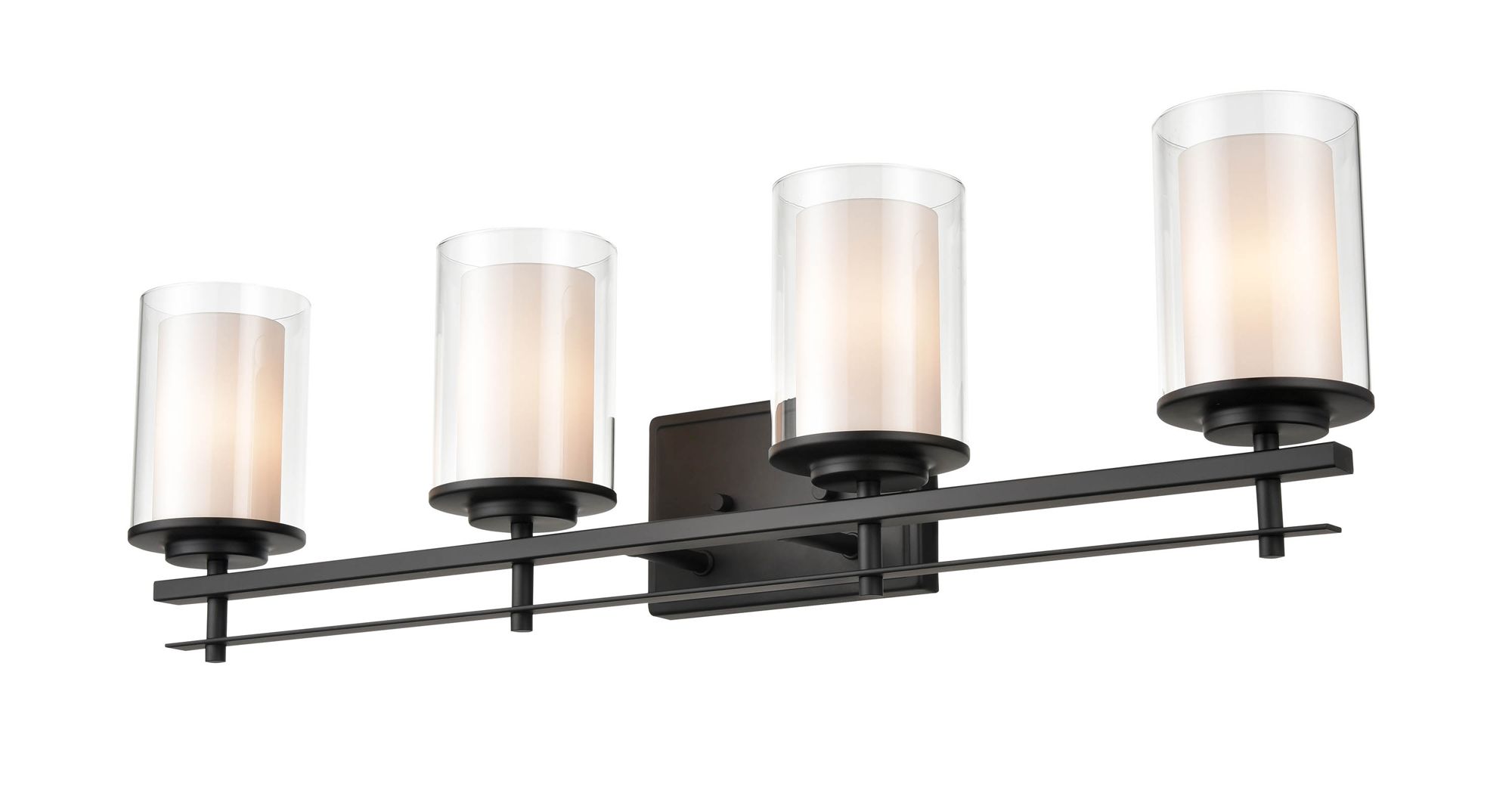 Image 3 Millennium Huderson 4-Light 31" Matte Black Vanity Light with Glass Shade more views