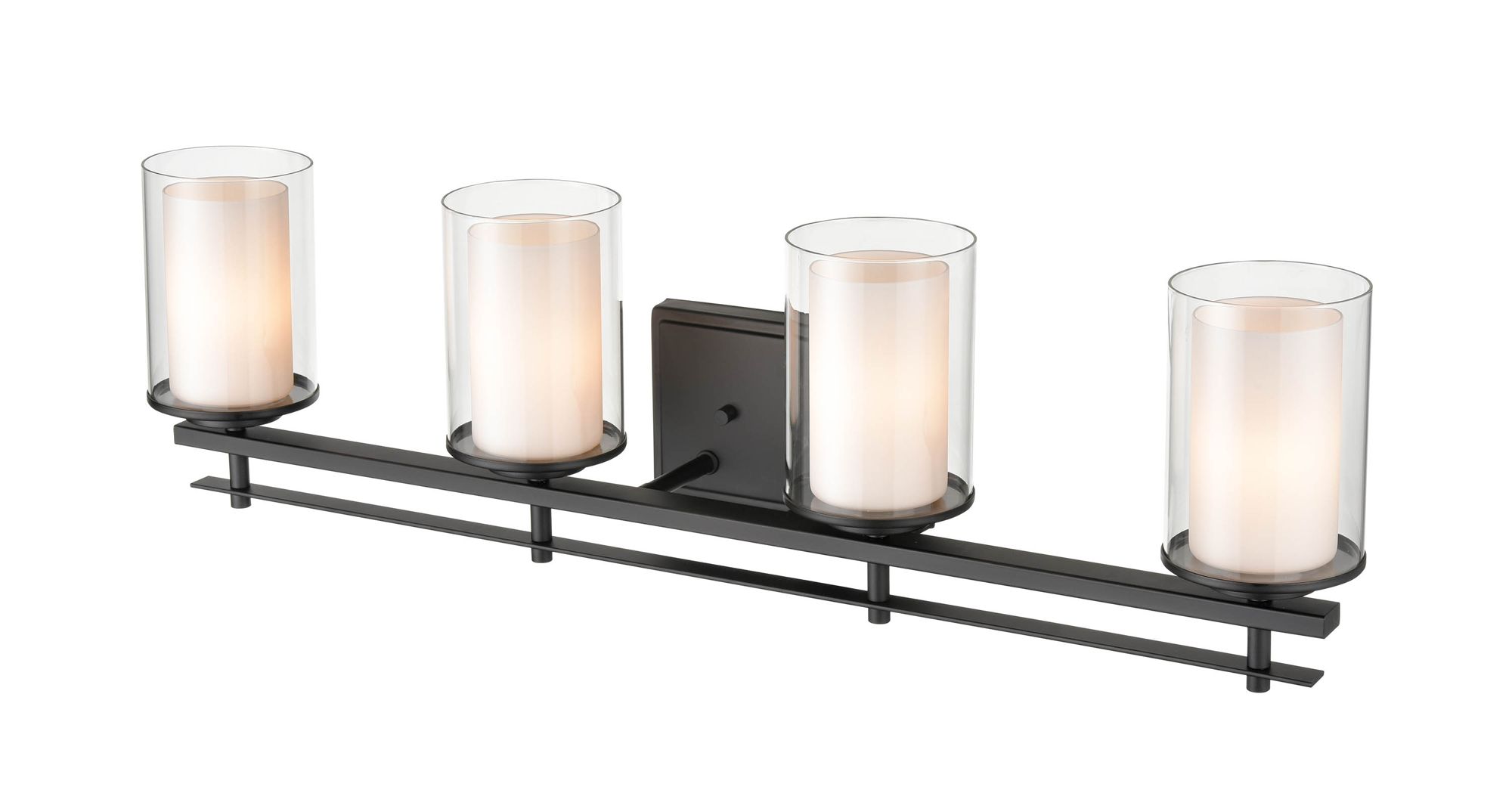 Image 4 Millennium Huderson 4-Light 31" Matte Black Vanity Light with Glass Shade more views
